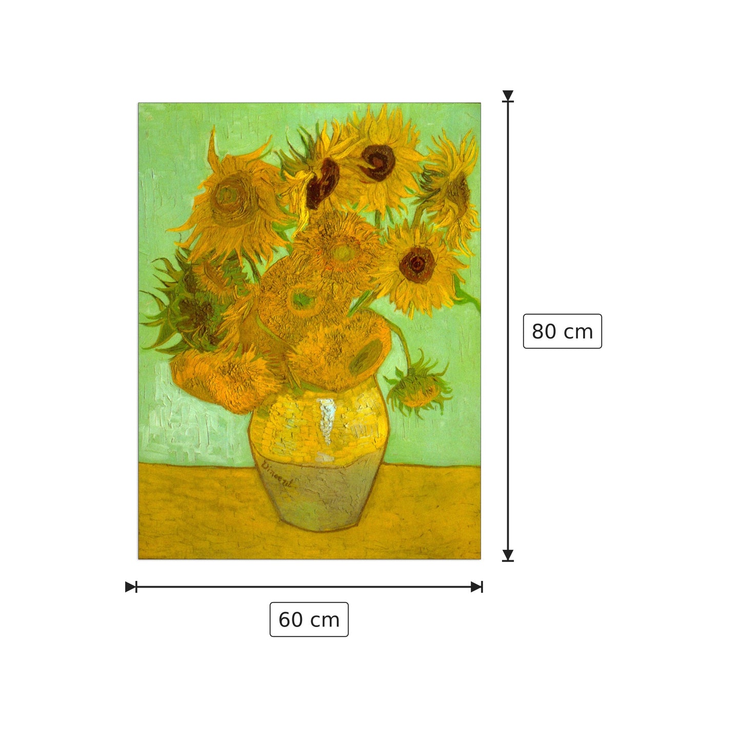Twelve Sunflowers - Van Gogh Vincent - cm 60x80 - Pannello in MDF