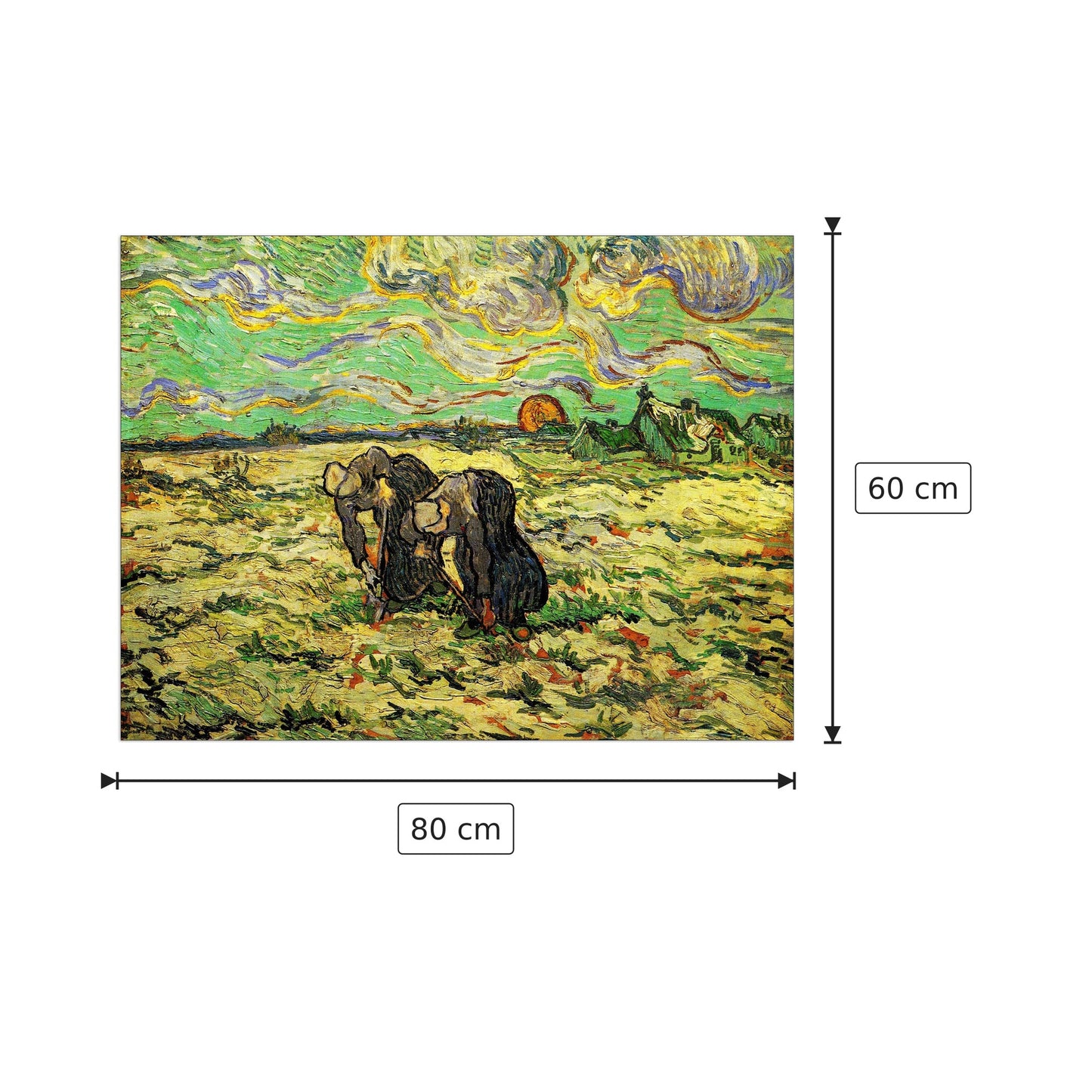 Two Peasant Women Digging in Field with Snow - Van Gogh Vincent - cm 80x60 - Pannello in MDF