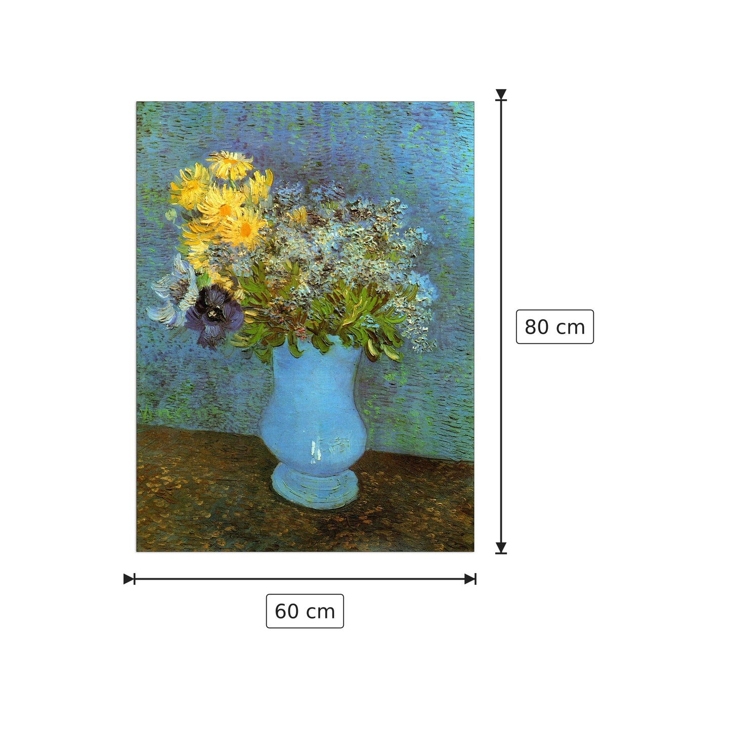 Vase with Lilacs Daisies and Anemones - Van Gogh Vincent - cm 60x80 - Pannello in MDF