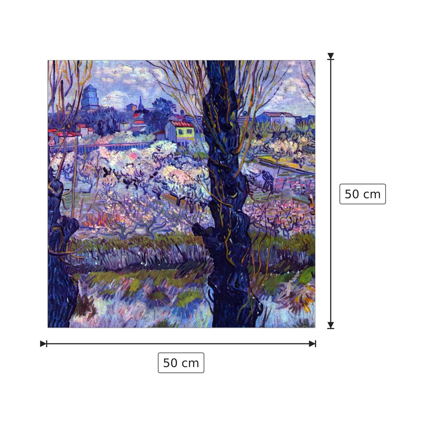 View of Arles - Van Gogh Vincent - cm 50x50 - Pannello in MDF