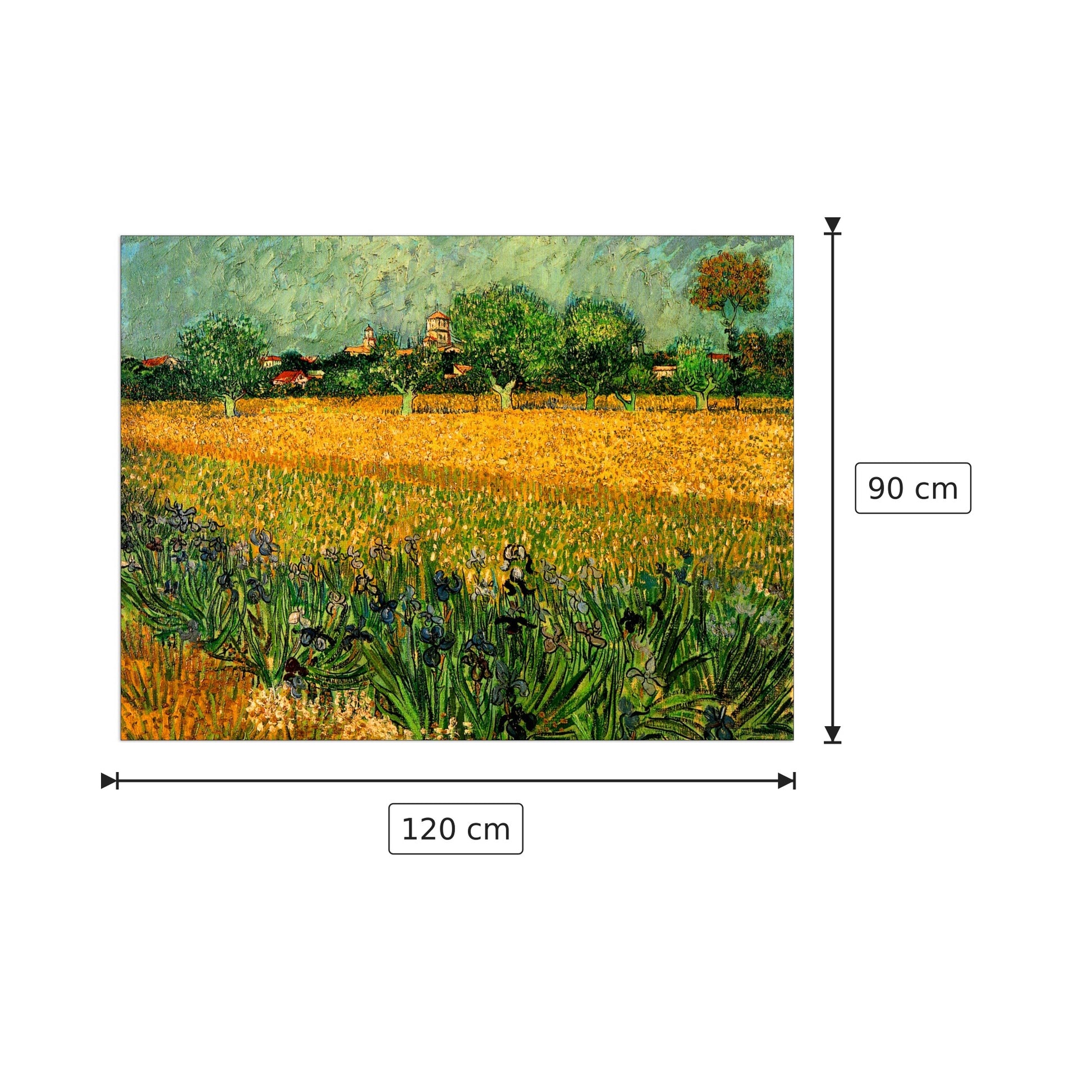 View of Arles with Irises in the Foreground - Van Gogh Vincent - cm 120x90 - Pannello in MDF