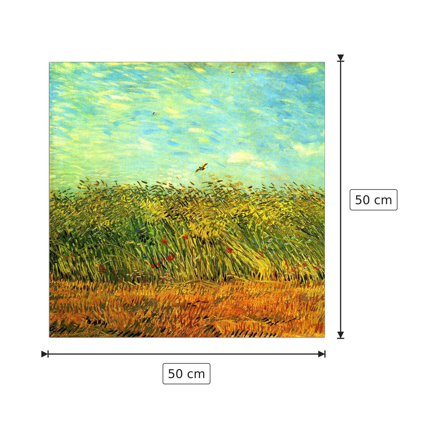 Wheat Field with a Lark - Van Gogh Vincent - cm 50x50 - Pannello in MDF