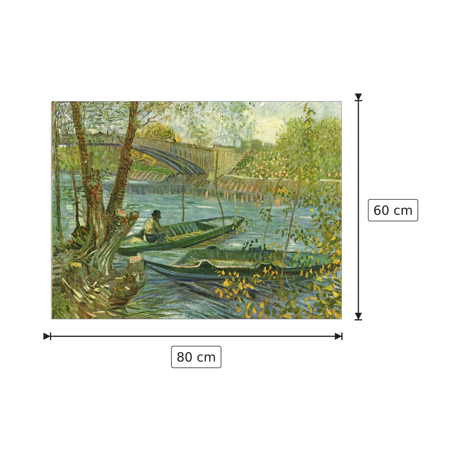 Angler and boat at the Pont de Clichy - Van Gogh Vincent - cm 80x60 - Pannello in MDF