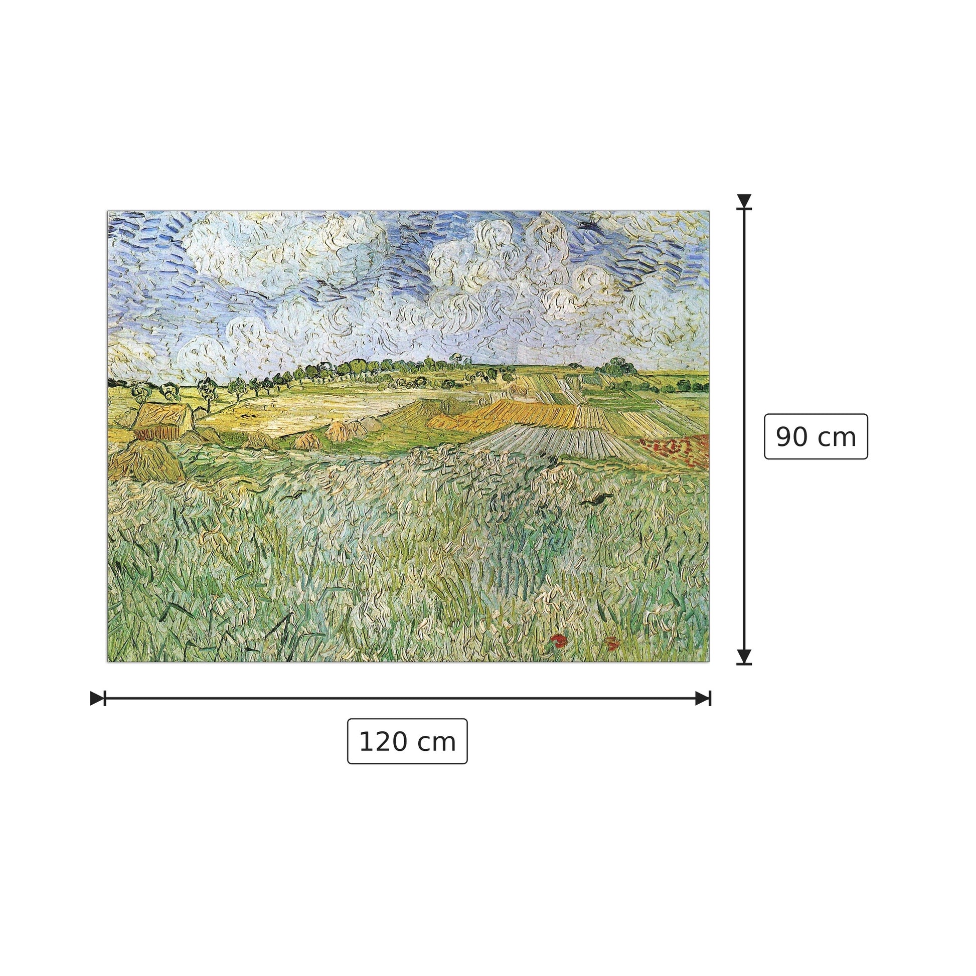 Auvers with rain clouds - Van Gogh Vincent - cm 120x90 - Pannello in MDF