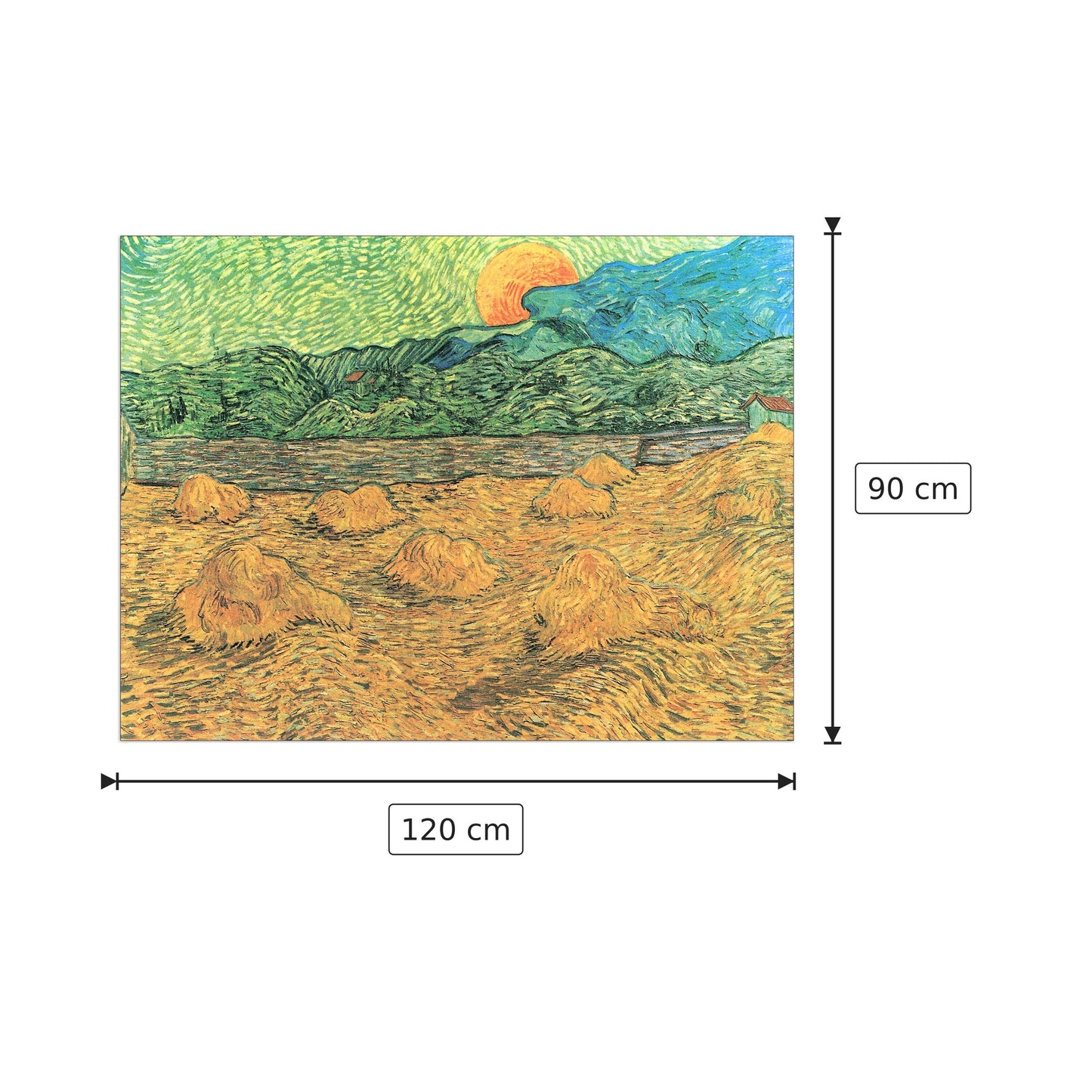 Evening landscape at moonrise - Van Gogh Vincent - cm 120x90 - Pannello in MDF
