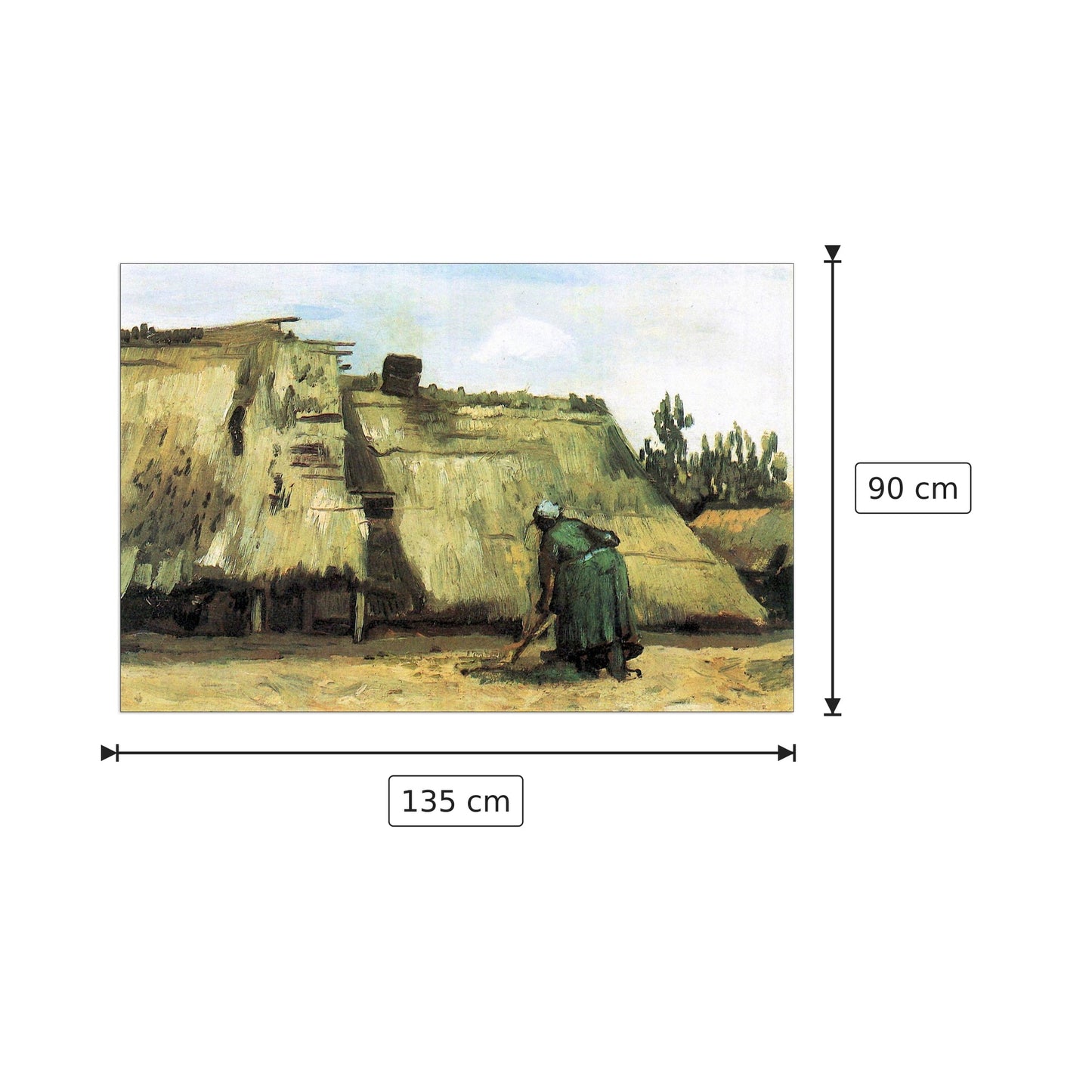 Farmhouse with farmer digging - Van Gogh Vincent - cm 135x90 - Pannello in MDF