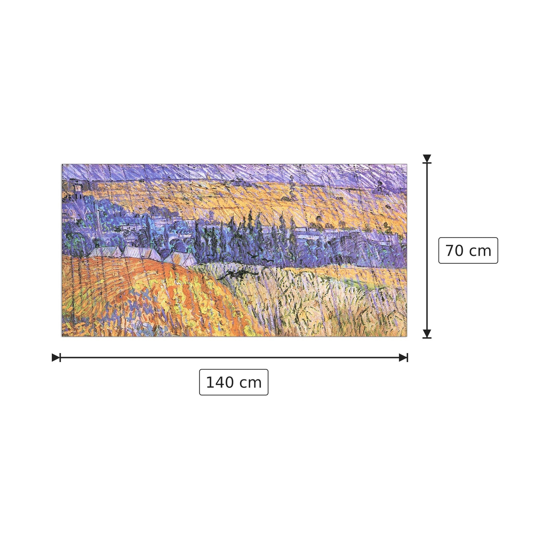 Landscape at Auvers in the Rain I - Van Gogh Vincent - cm 140x70 - Pannello in MDF