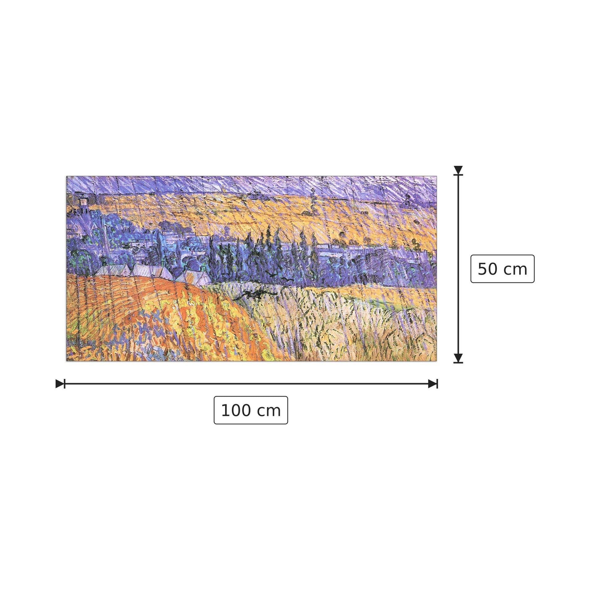 Landscape at Auvers in the Rain I - Van Gogh Vincent - cm 100x50 - Pannello in MDF