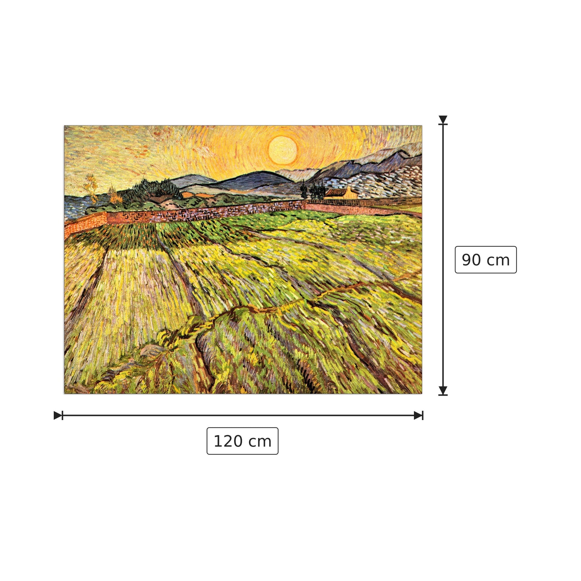 Landscape with plowed fields - Van Gogh Vincent - cm 120x90 - Pannello in MDF