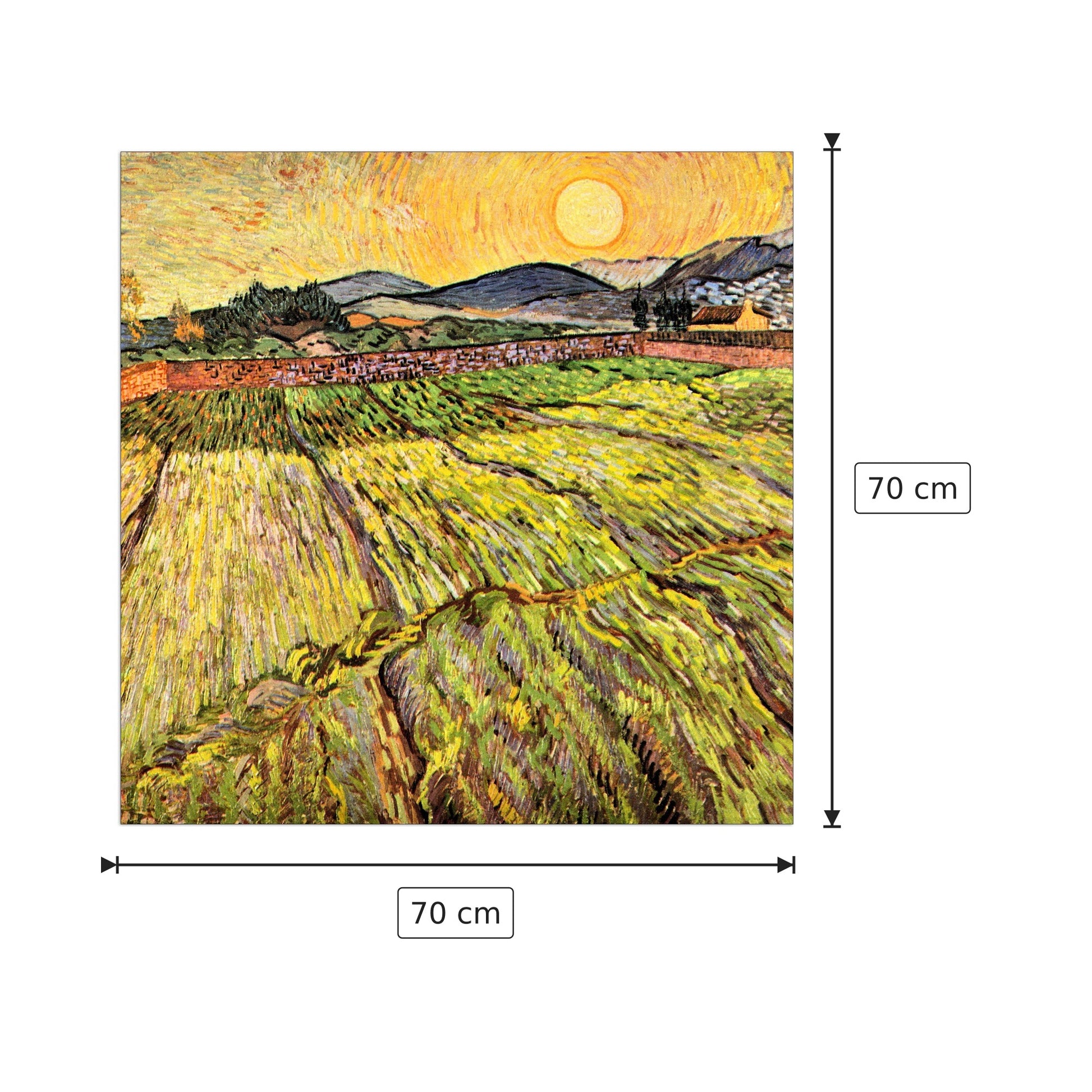 Landscape with plowed fields - Van Gogh Vincent - cm 70x70 - Pannello in MDF