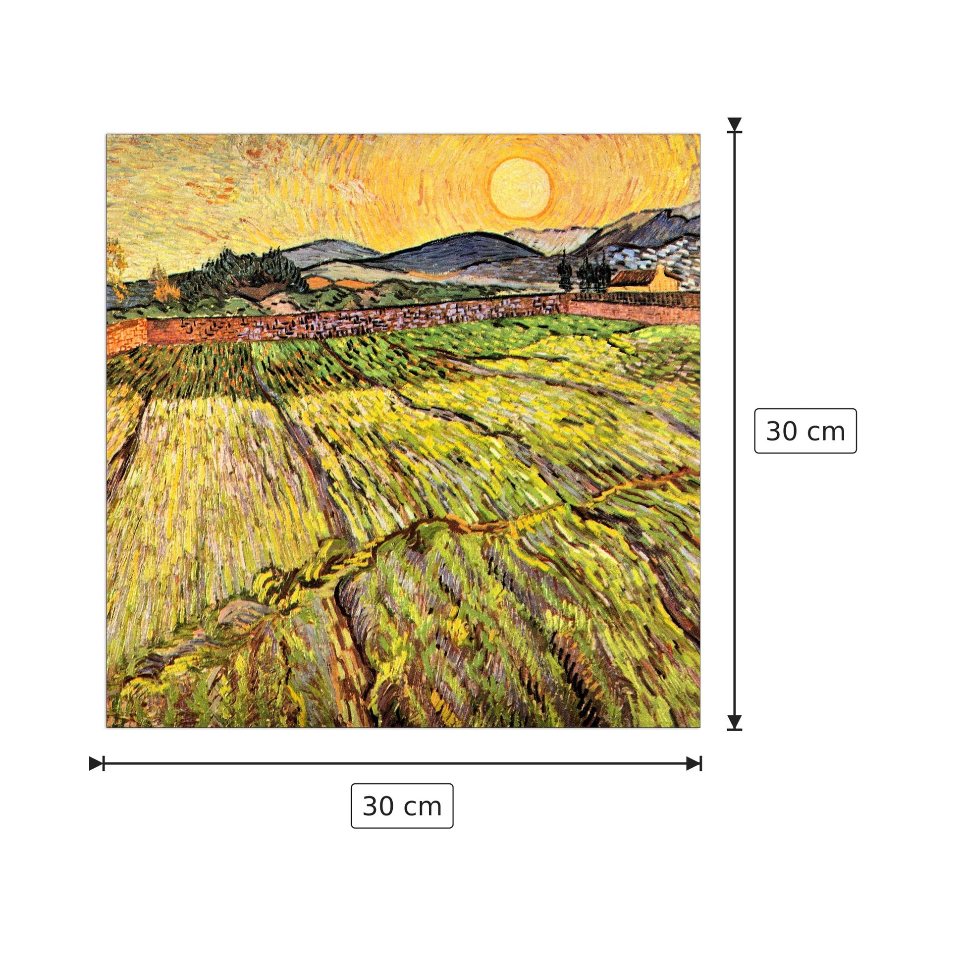 Landscape with plowed fields - Van Gogh Vincent - cm 30x30 - Pannello in MDF