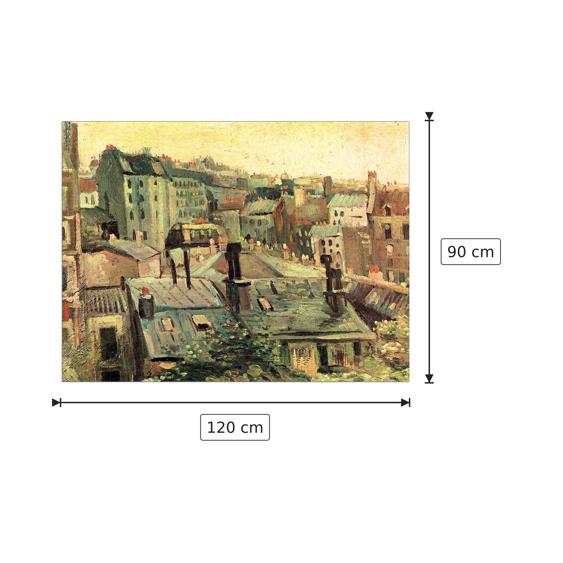 Overlooking the rooftops of Paris - Van Gogh Vincent - cm 120x90 - Pannello in MDF