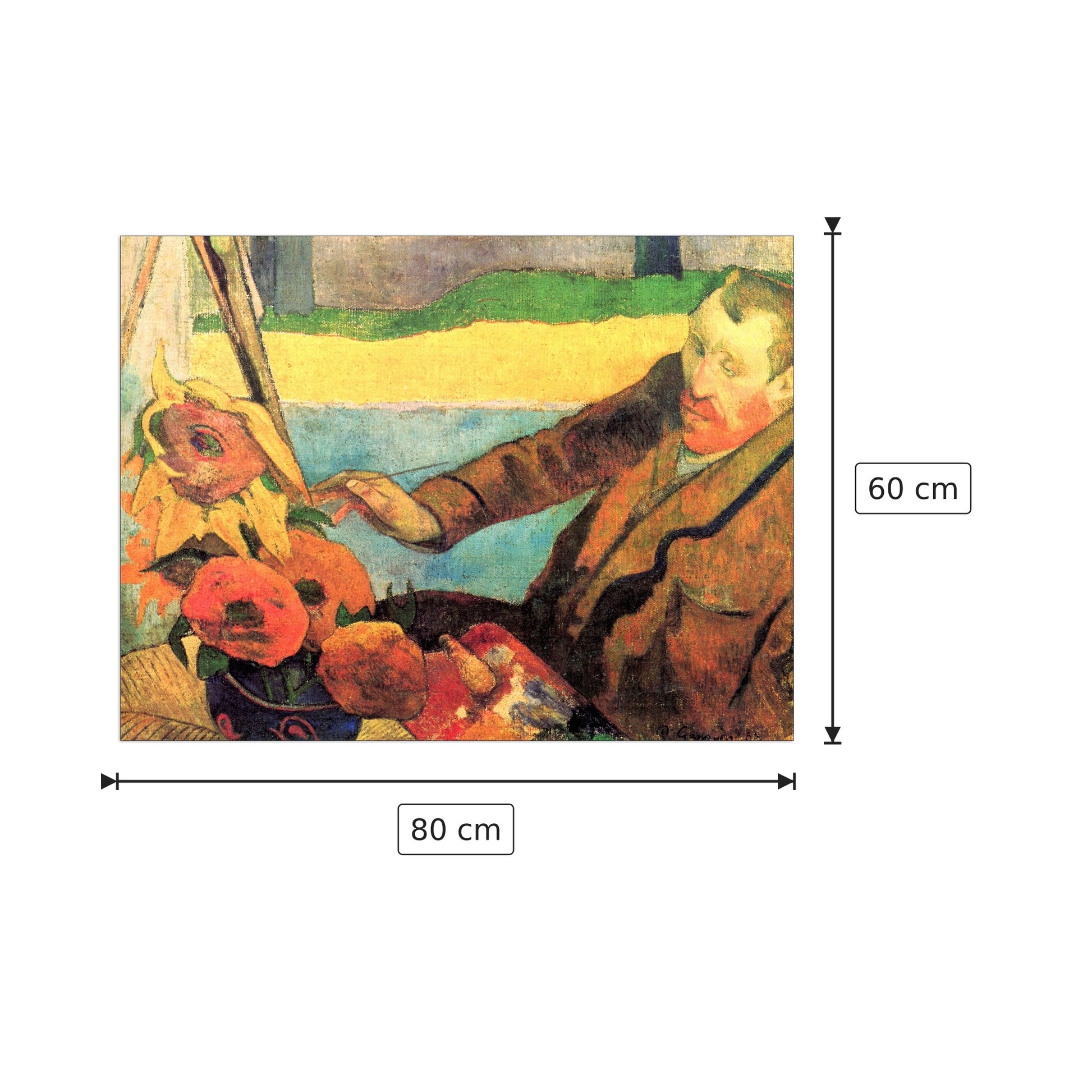 Portrait of Vincent van Gogh painting Sunflowers - Van Gogh Vincent - cm 80x60 - Pannello in MDF