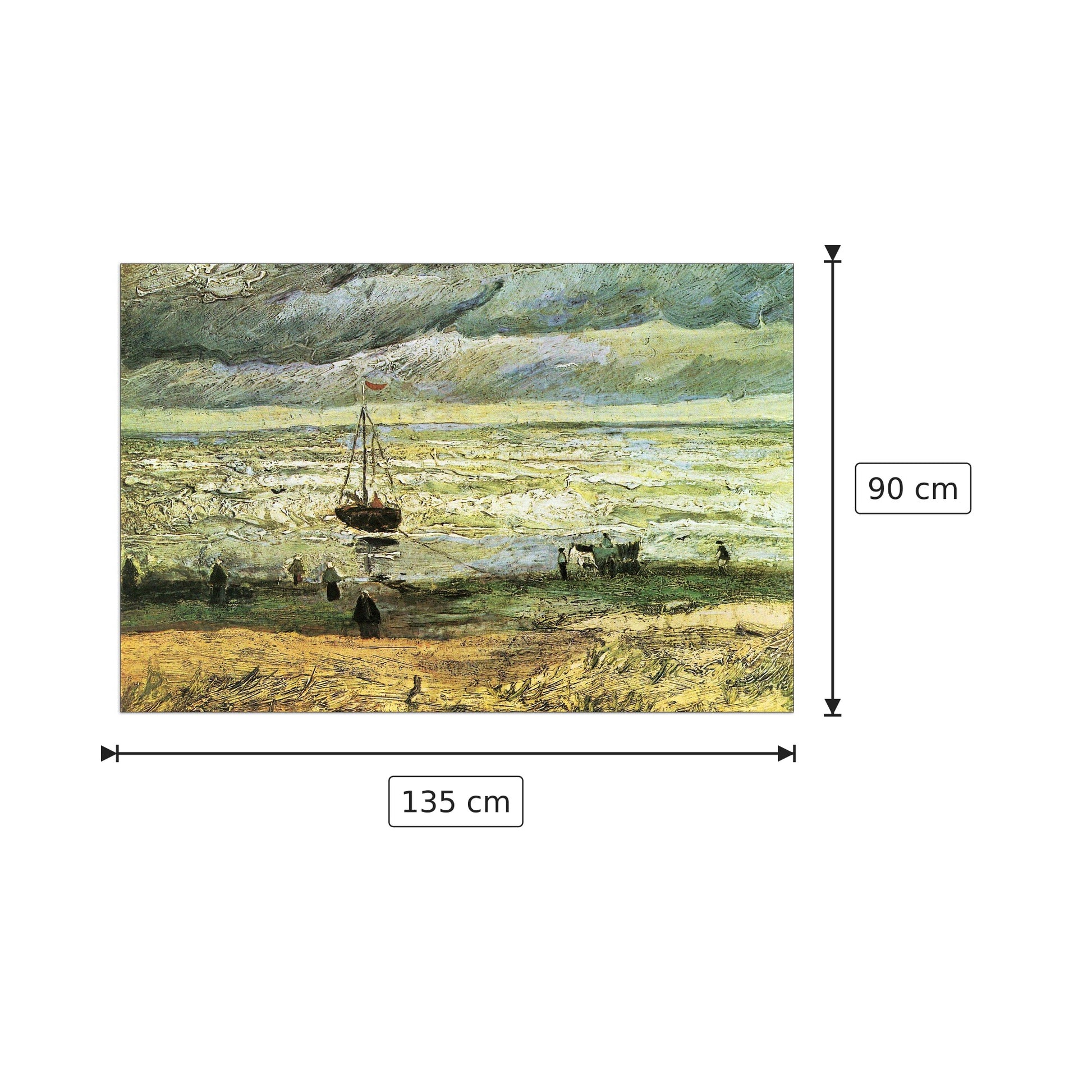 Scheveningen beach in stormy weather - Van Gogh Vincent - cm 135x90 - Pannello in MDF