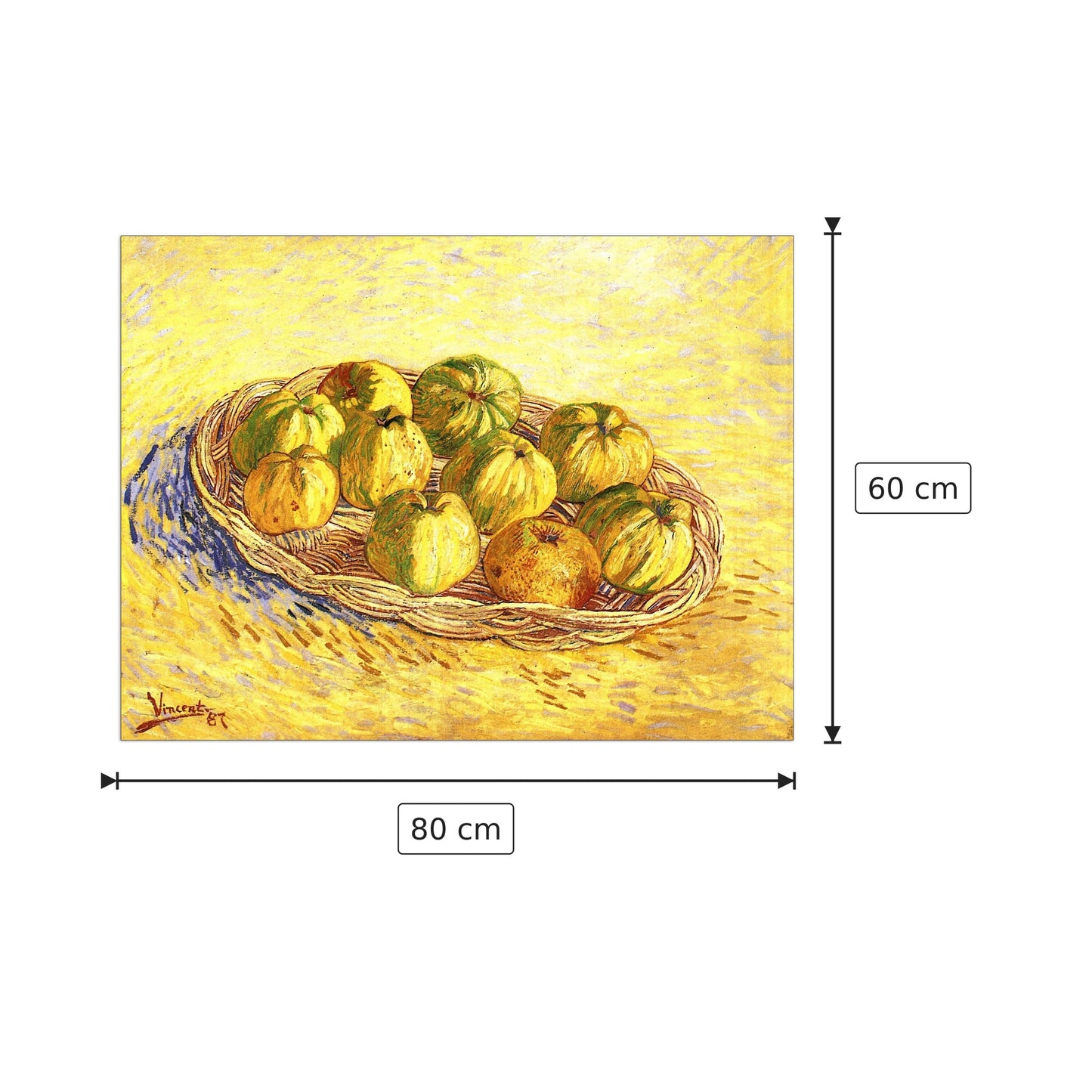 Still life with apple basket II - Van Gogh Vincent - cm 80x60 - Pannello in MDF