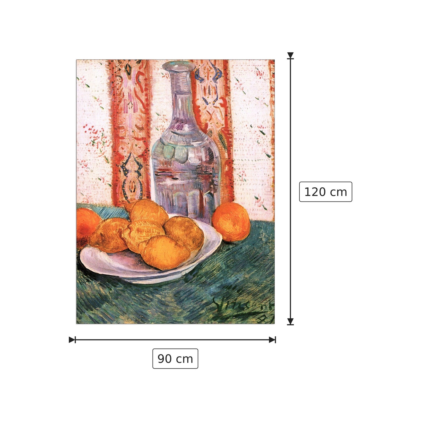 Still life with bottle and lemons on a plate - Van Gogh Vincent - cm 90x120 - Pannello in MDF