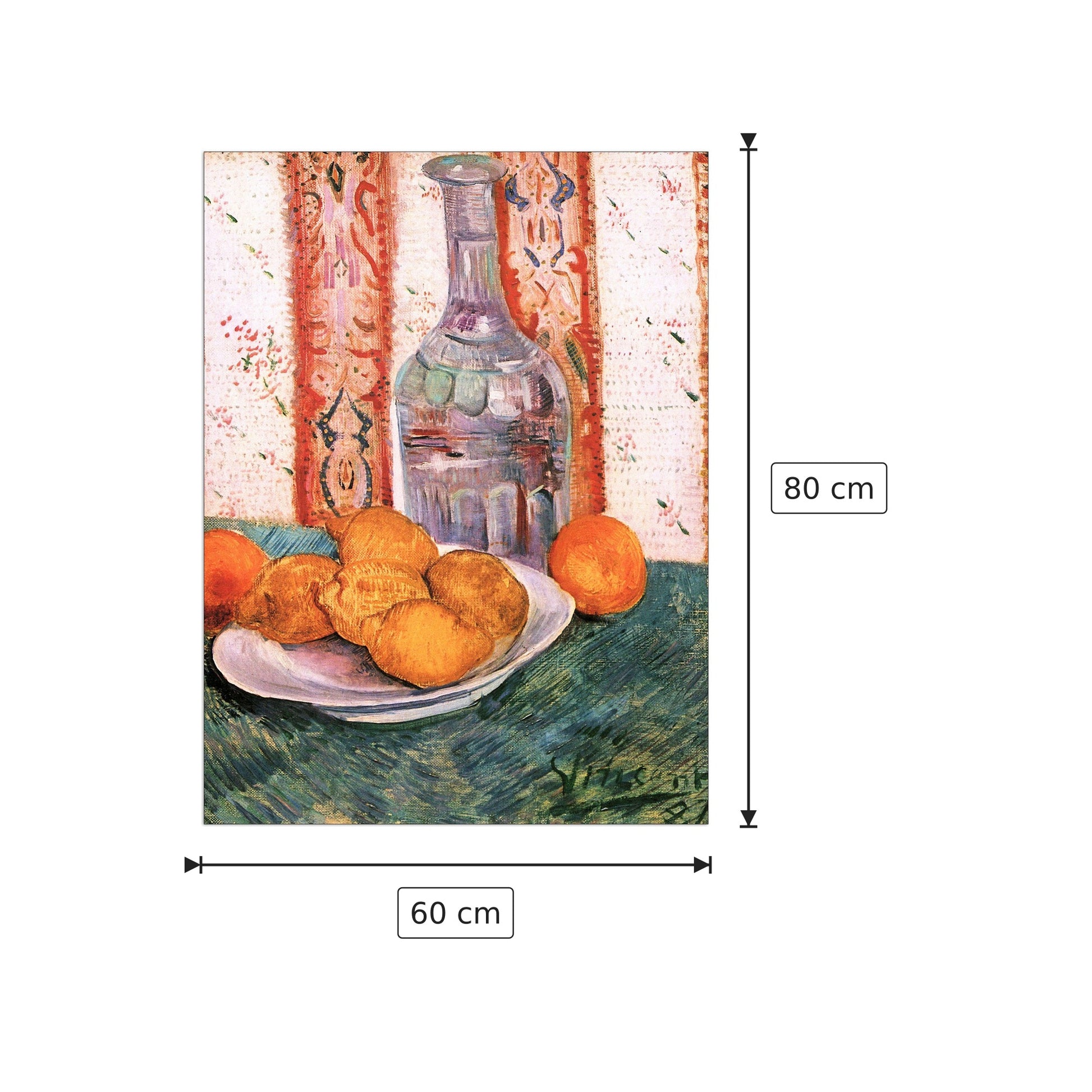 Still life with bottle and lemons on a plate - Van Gogh Vincent - cm 60x80 - Pannello in MDF