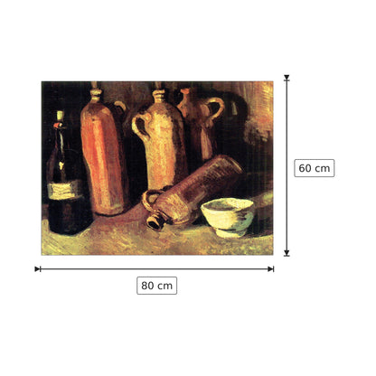 Still life with four jugs, bottle and a white bowl - Van Gogh Vincent - cm 80x60 - Pannello in MDF