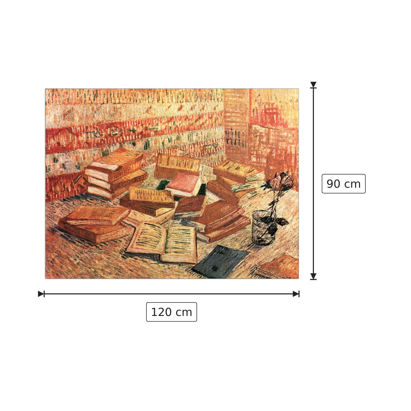 Still Life with French novels, and glass with Rose - Van Gogh Vincent - cm 120x90 - Pannello in MDF