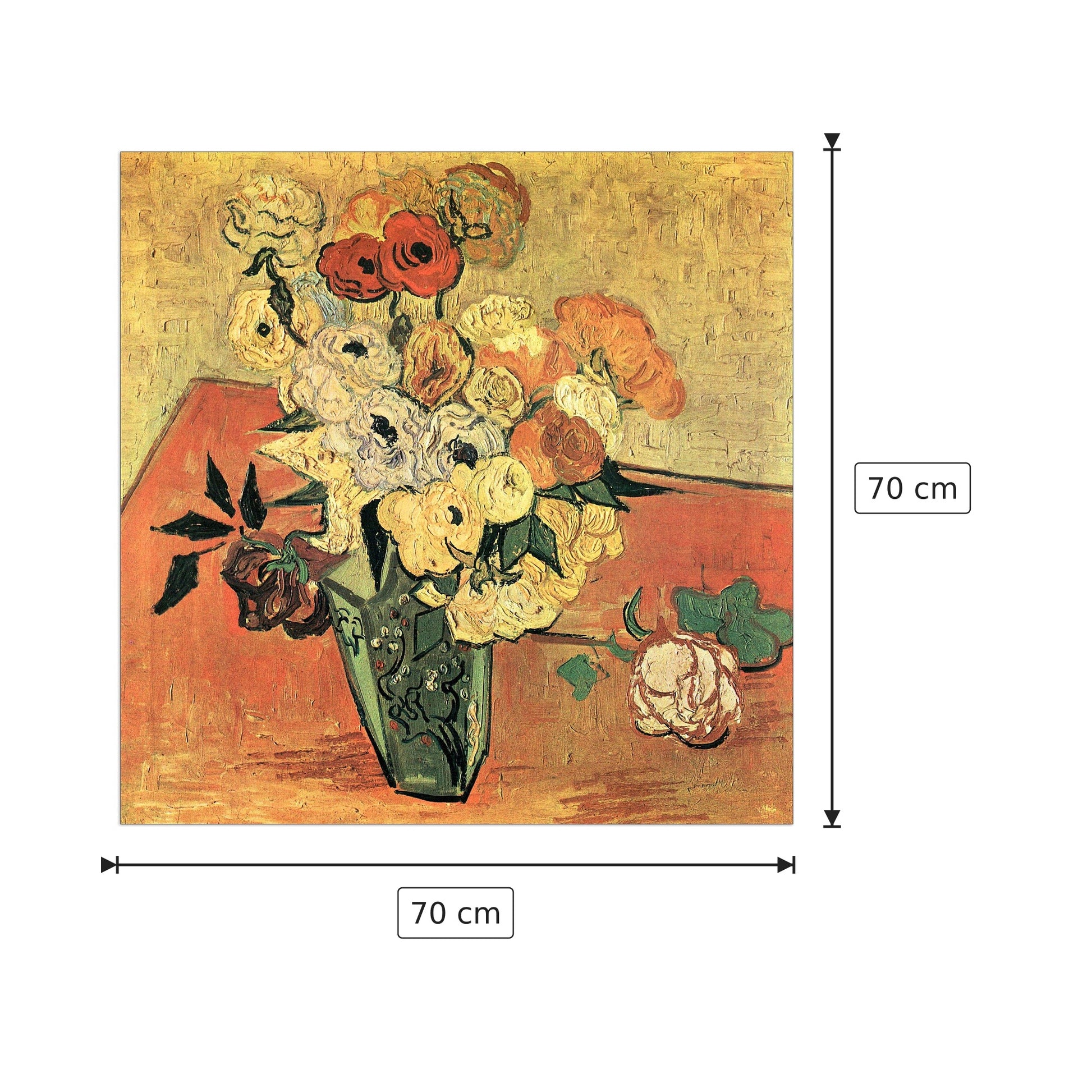 Still Life with Japanese vase, roses and anemones - Van Gogh Vincent - cm 70x70 - Pannello in MDF