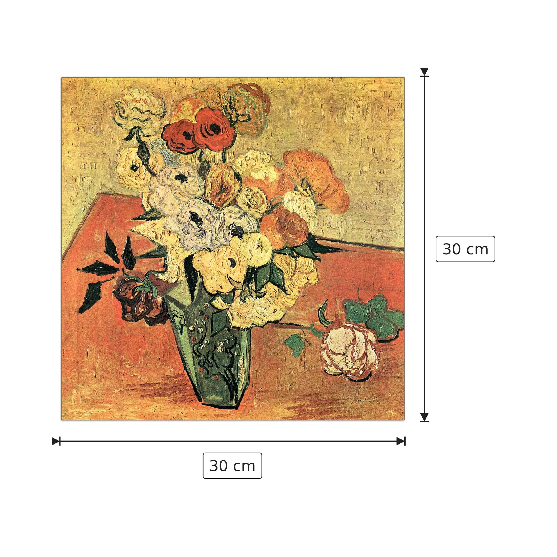 Still Life with Japanese vase, roses and anemones - Van Gogh Vincent - cm 30x30 - Pannello in MDF