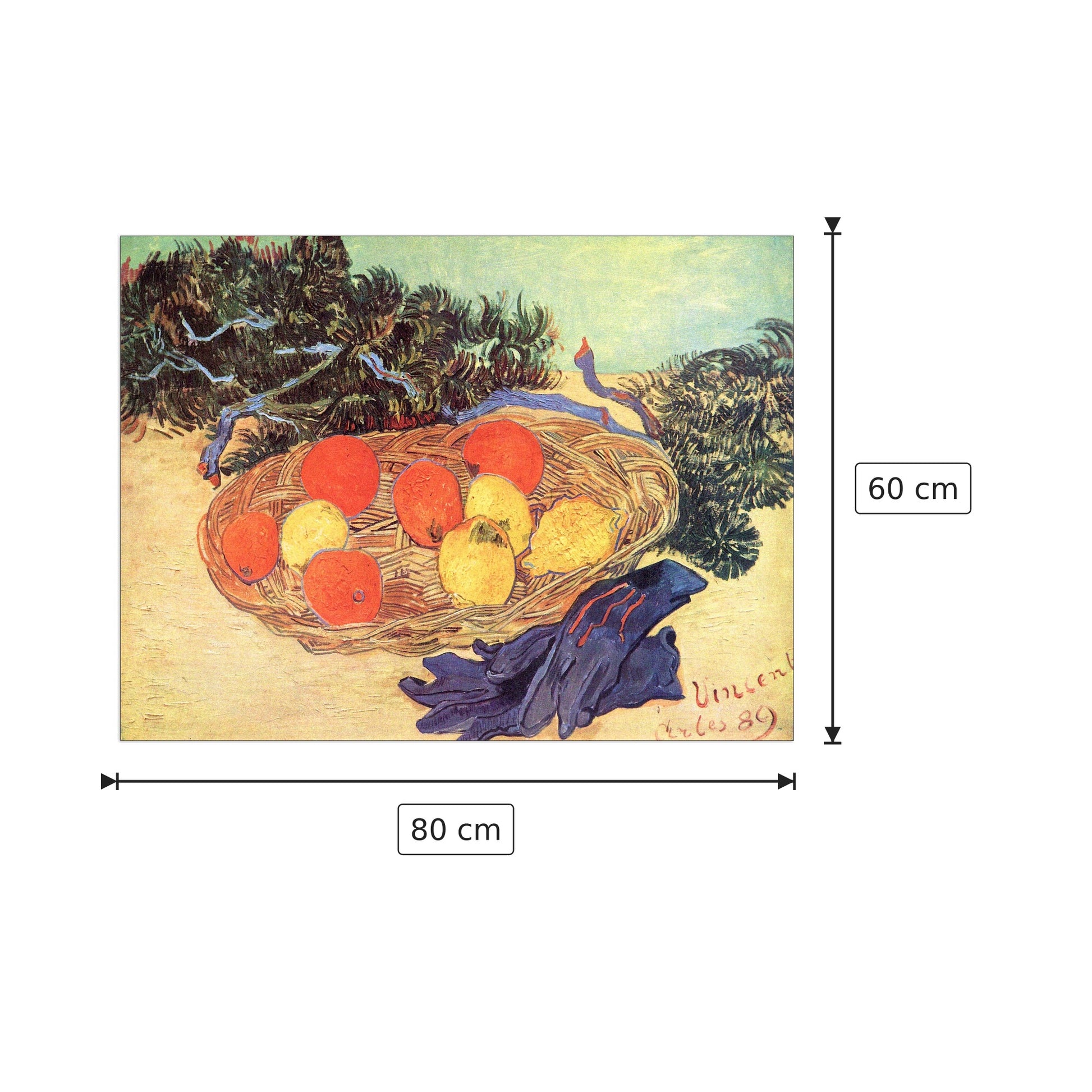 Still life with oranges, lemons and blue gloves - Van Gogh Vincent - cm 80x60 - Pannello in MDF