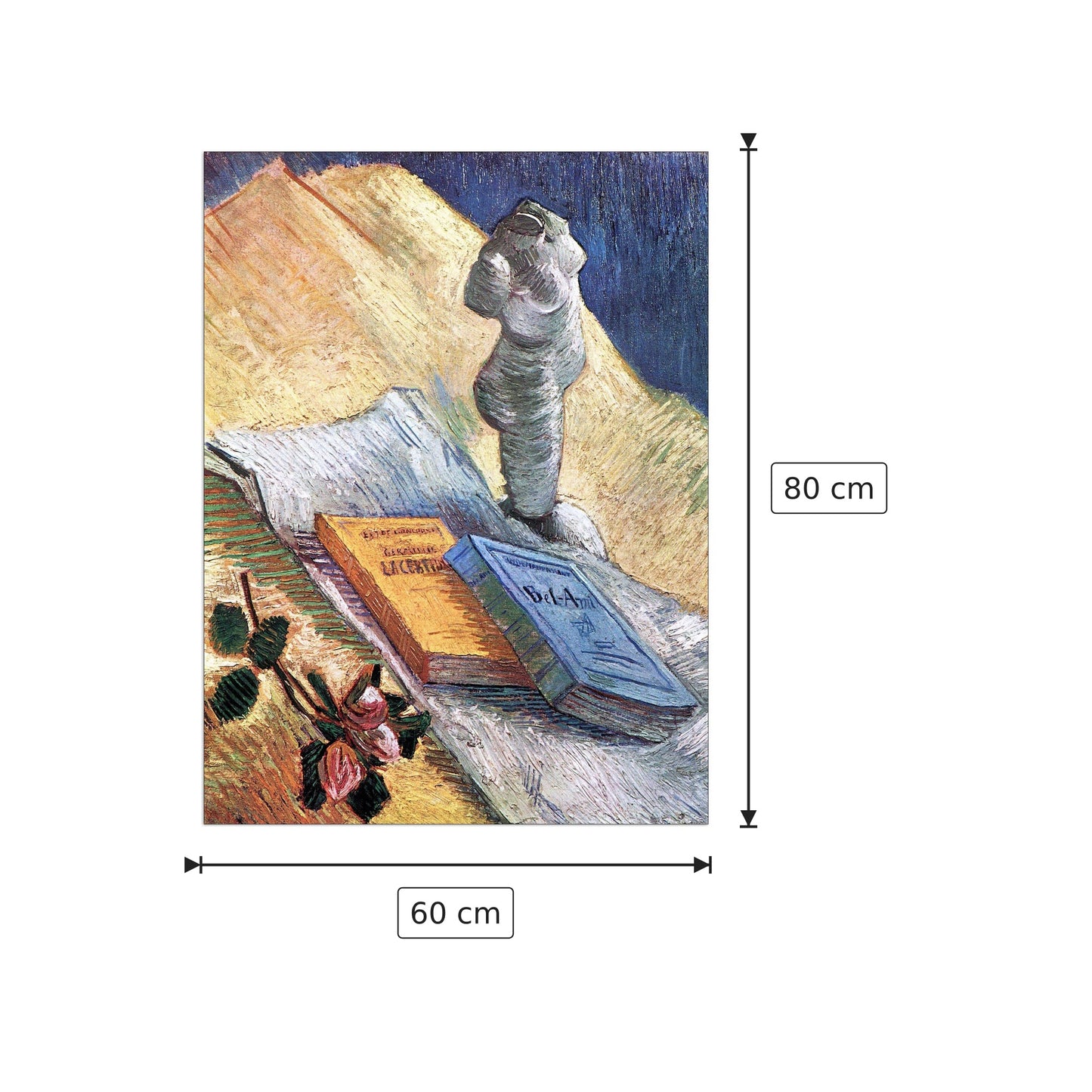 Still Life with torso, a rose and two novels - Van Gogh Vincent - cm 60x80 - Pannello in MDF
