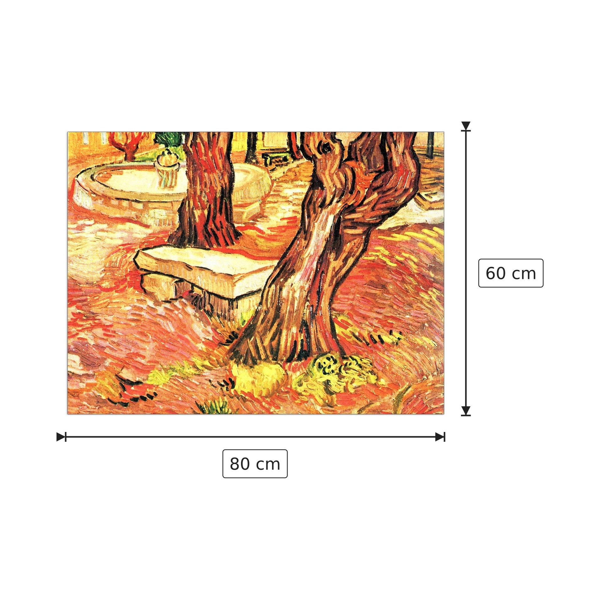 Stone bench in the garden of the hospital of Saint-Paul - Van Gogh Vincent - cm 80x60 - Pannello in MDF