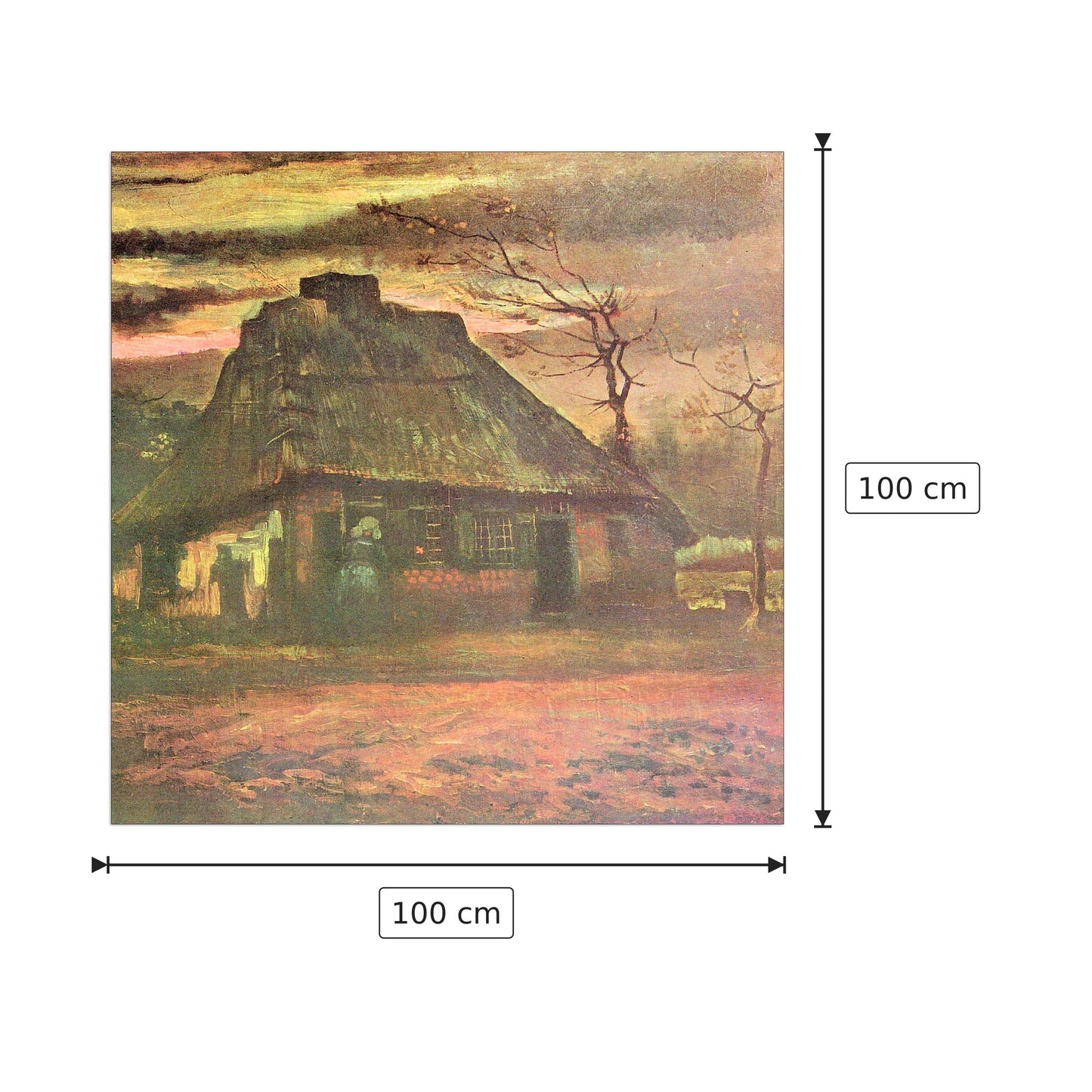 Straw hut at dusk - Van Gogh Vincent - cm 100x100 - Pannello in MDF