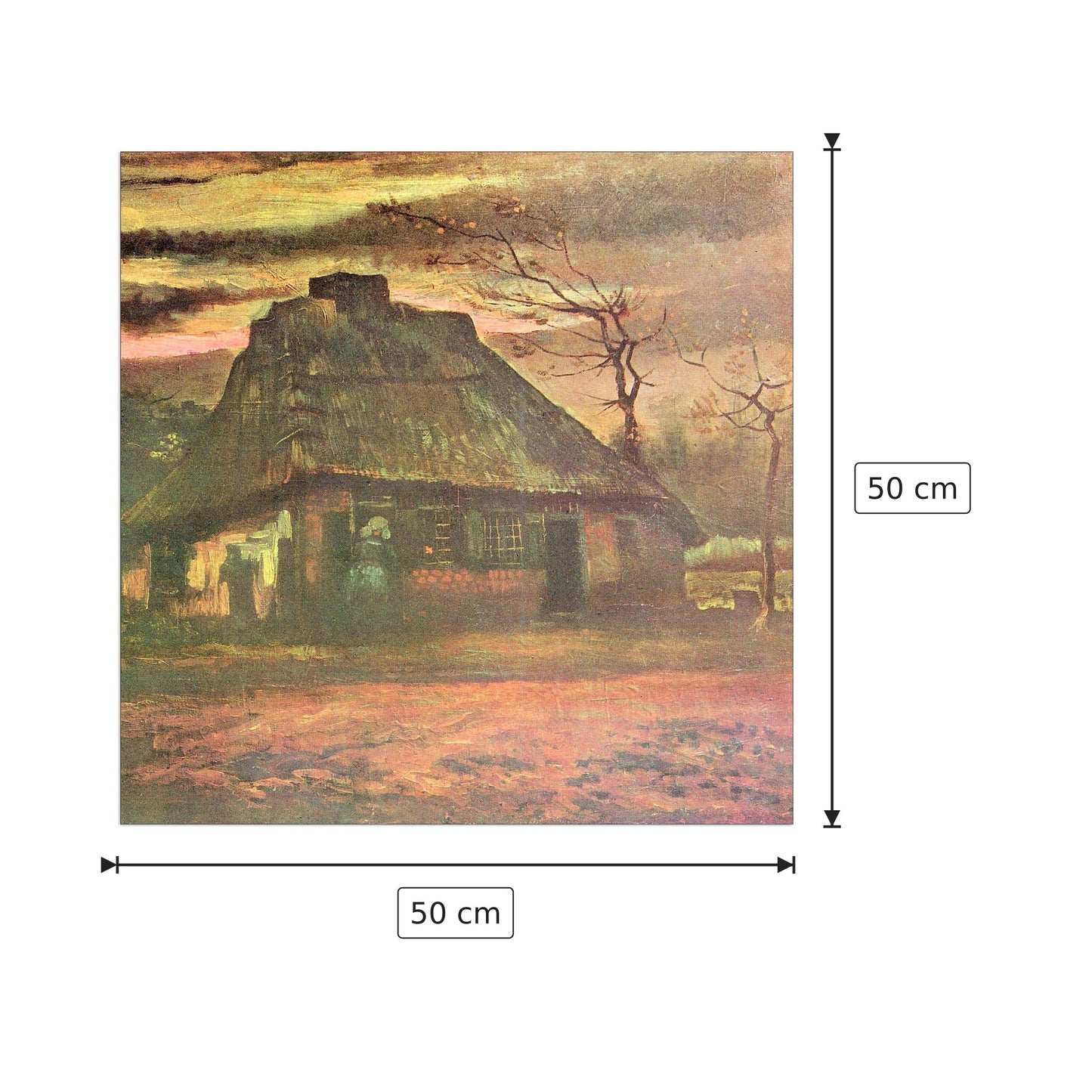 Straw hut at dusk - Van Gogh Vincent - cm 50x50 - Pannello in MDF