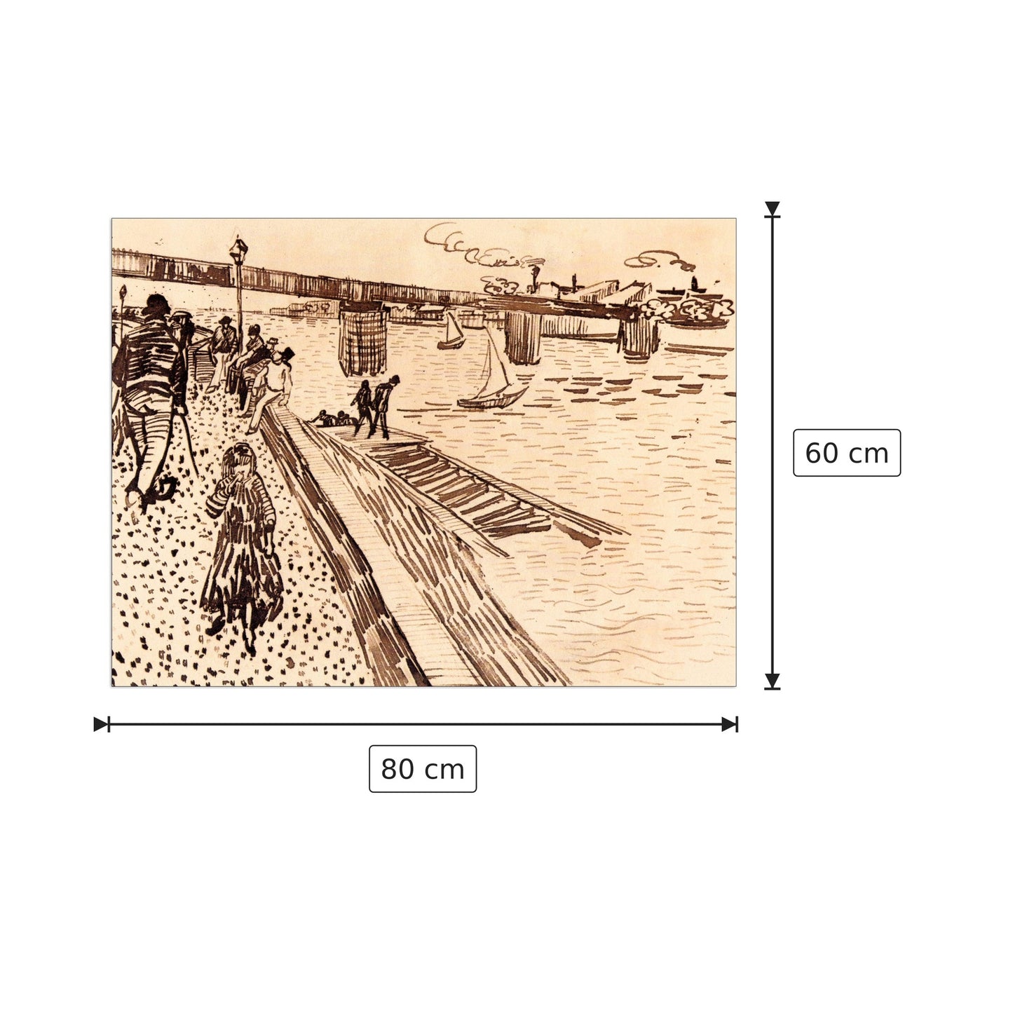 The iron bridge at Trinquetaille on the RhoÌ?ne - Van Gogh Vincent - cm 80x60 - Pannello in MDF