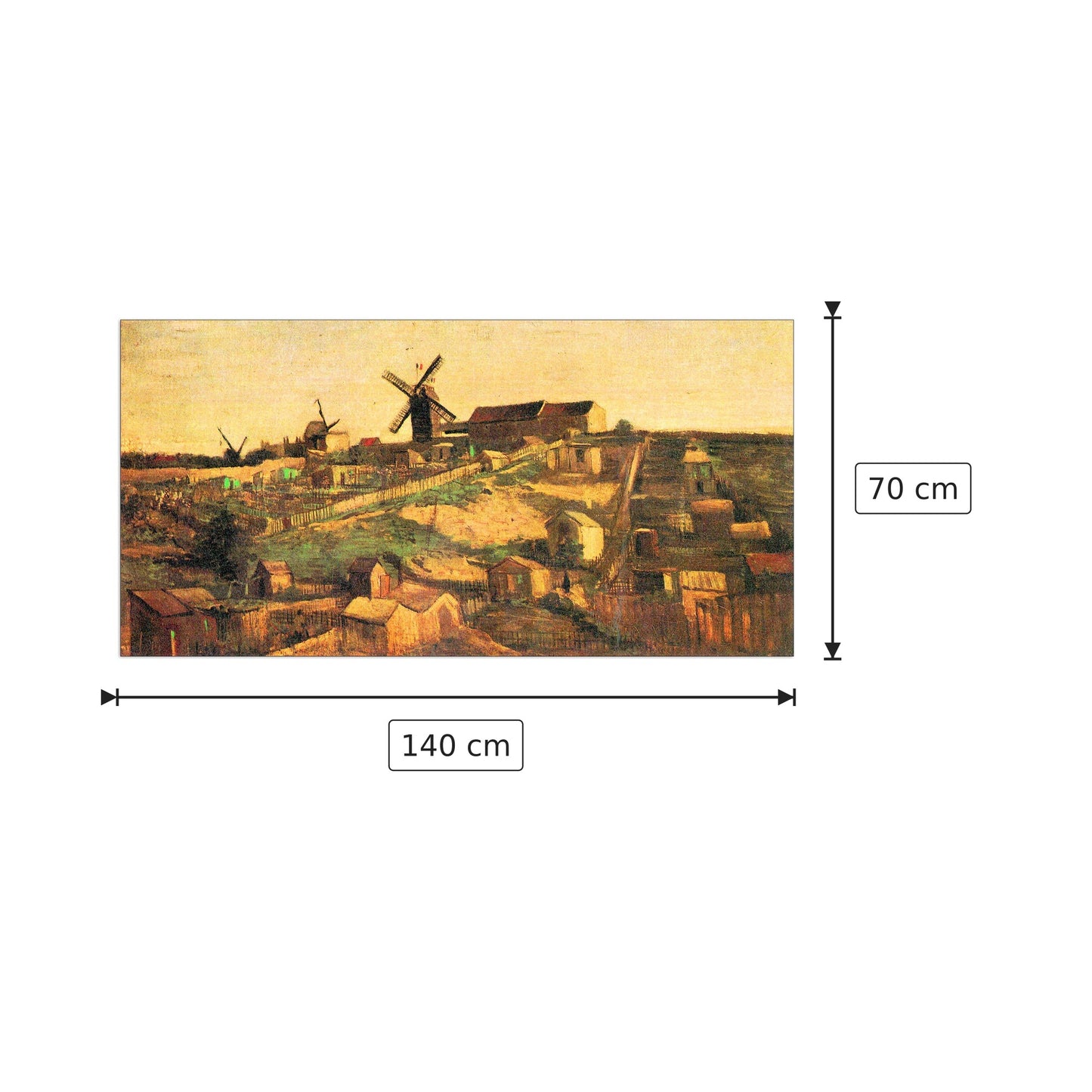 The Montmartre hill with windmills - Van Gogh Vincent - cm 140x70 - Pannello in MDF