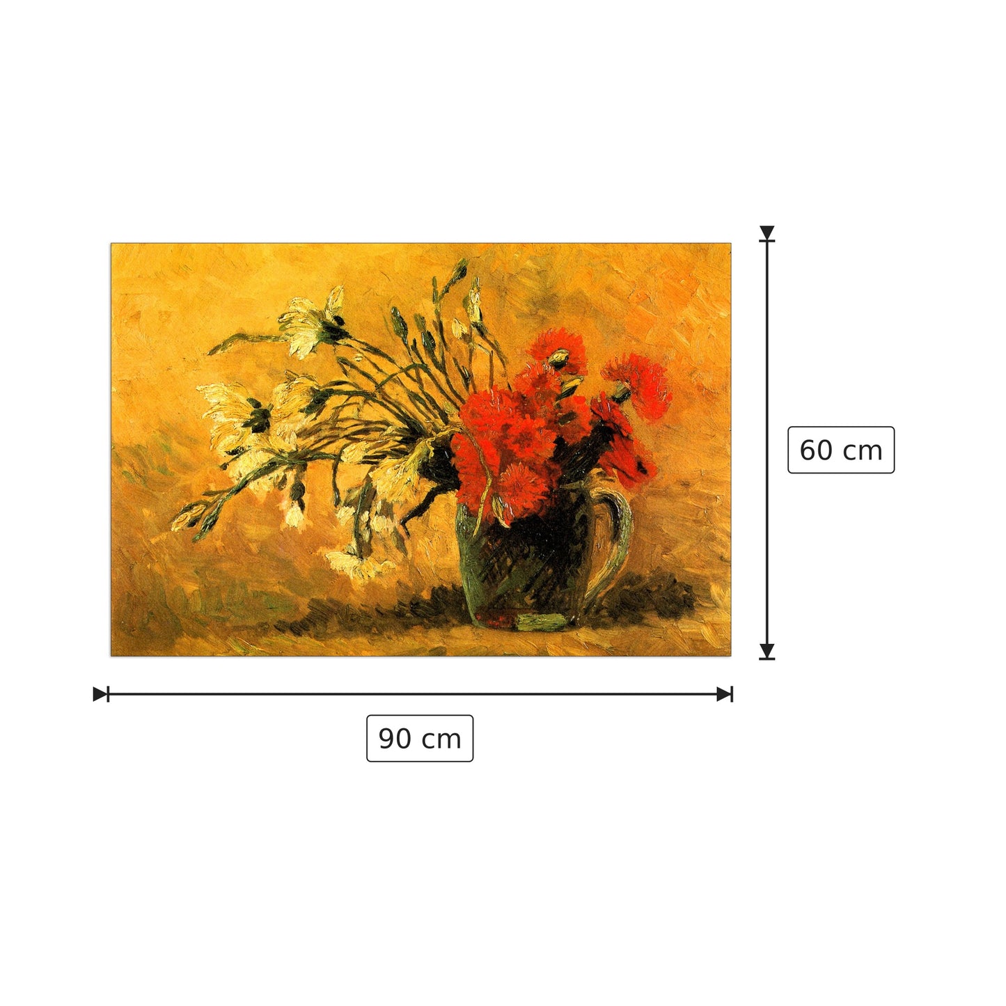 Vase with Carnations - Van Gogh Vincent - cm 90x60 - Pannello in MDF