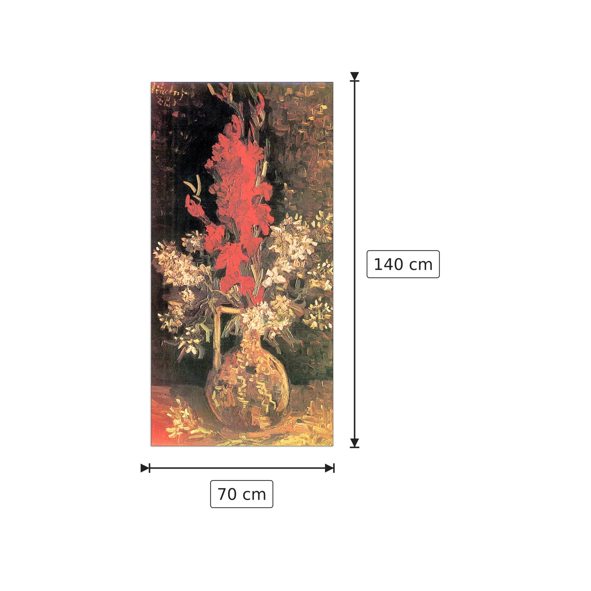 Vase with Gladiolas and Carnations - Van Gogh Vincent - cm 70x140 - Pannello in MDF
