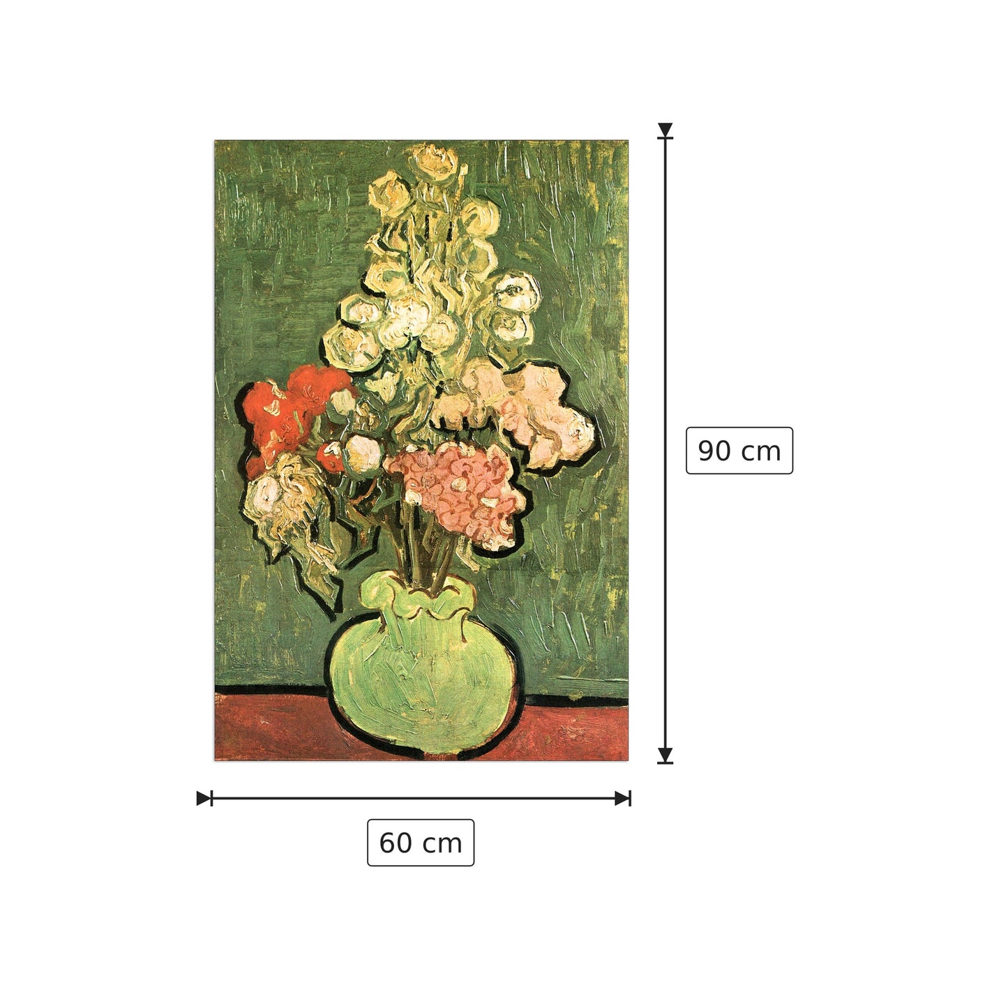Vase with Roses - Van Gogh Vincent - cm 60x90 - Pannello in MDF