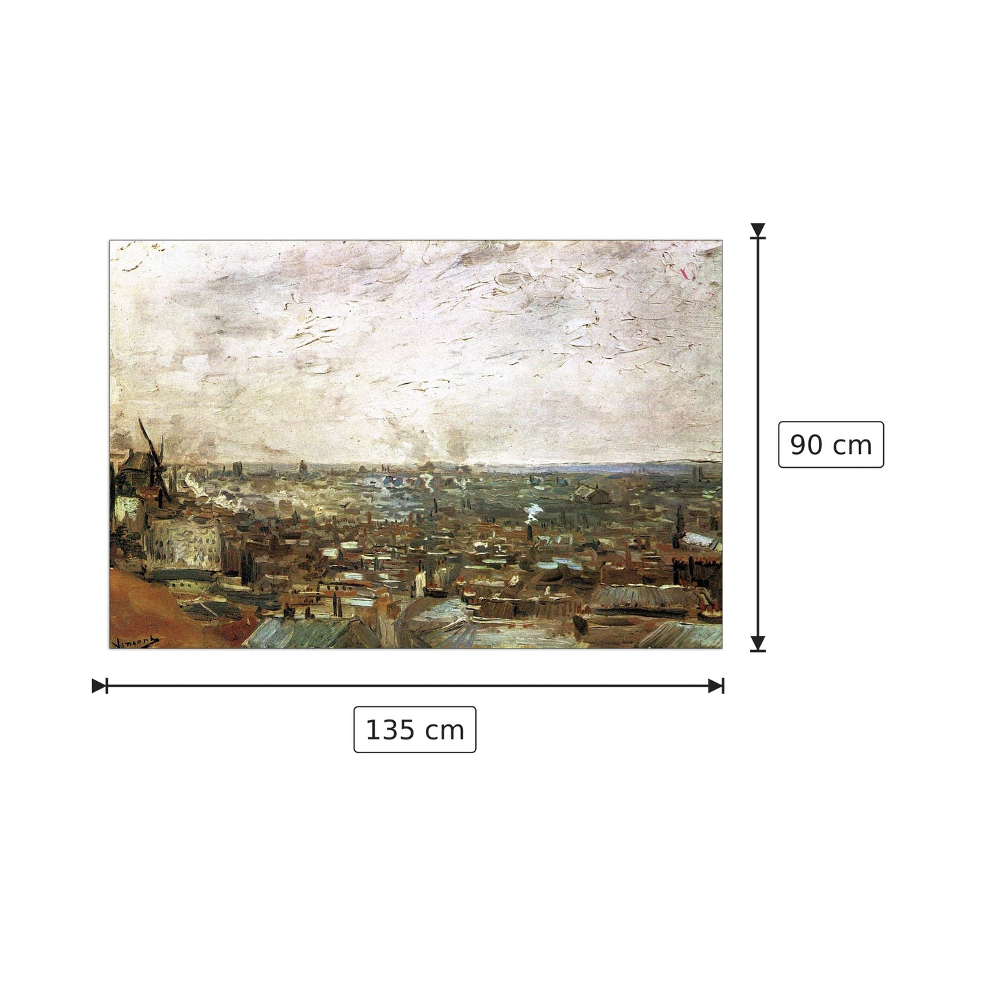 View - Van Gogh Vincent - cm 135x90 - Pannello in MDF
