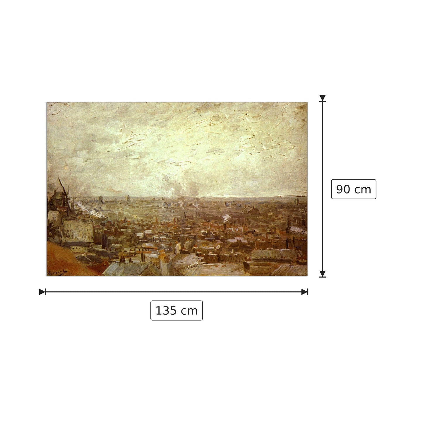View from Montmartre - Van Gogh Vincent - cm 135x90 - Pannello in MDF