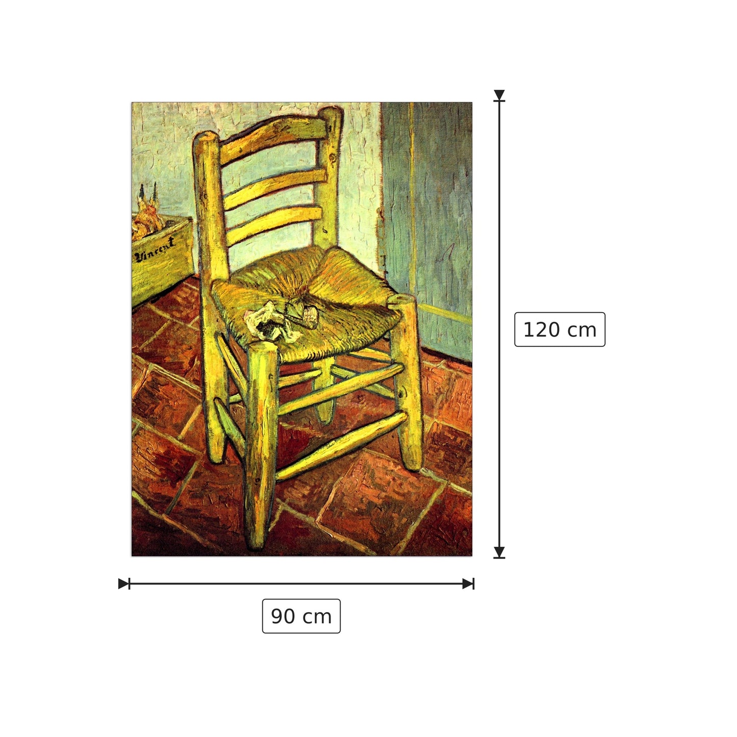 Vincent's chair with pipe - Van Gogh Vincent - cm 90x120 - Pannello in MDF