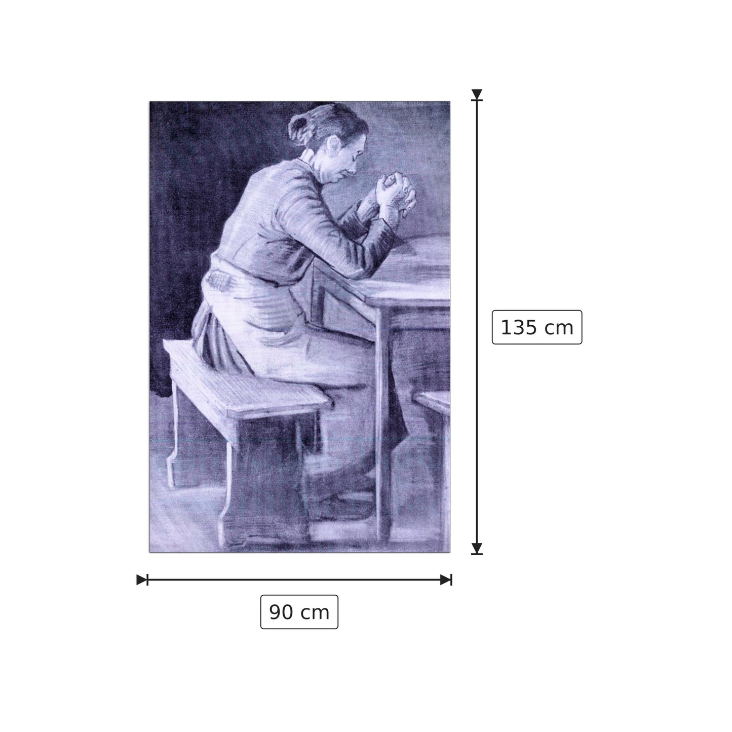 Woman praying - Van Gogh Vincent - cm 90x135 - Pannello in MDF