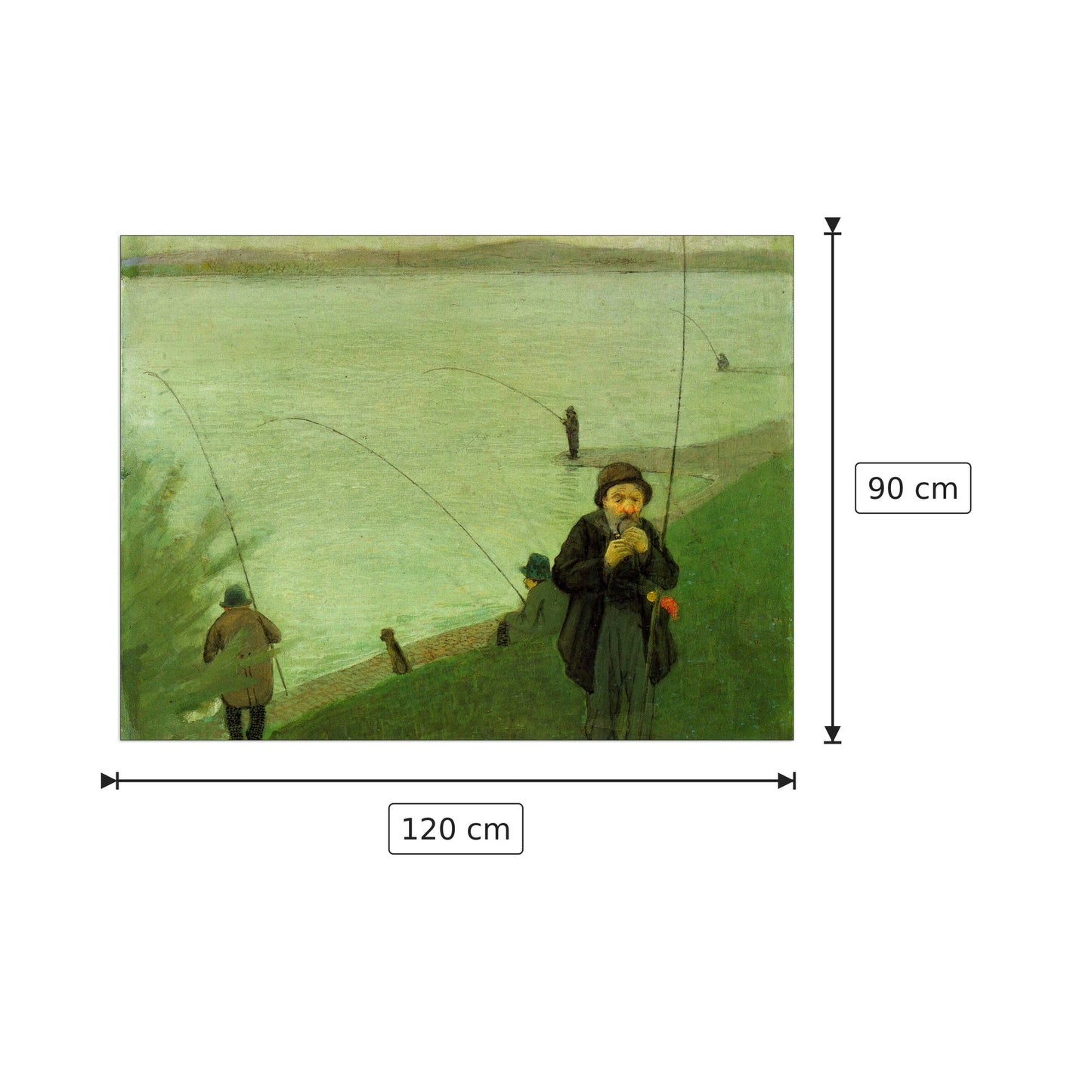 Anglers on the Rhine - Macke August - cm 120x90 - Pannello in MDF