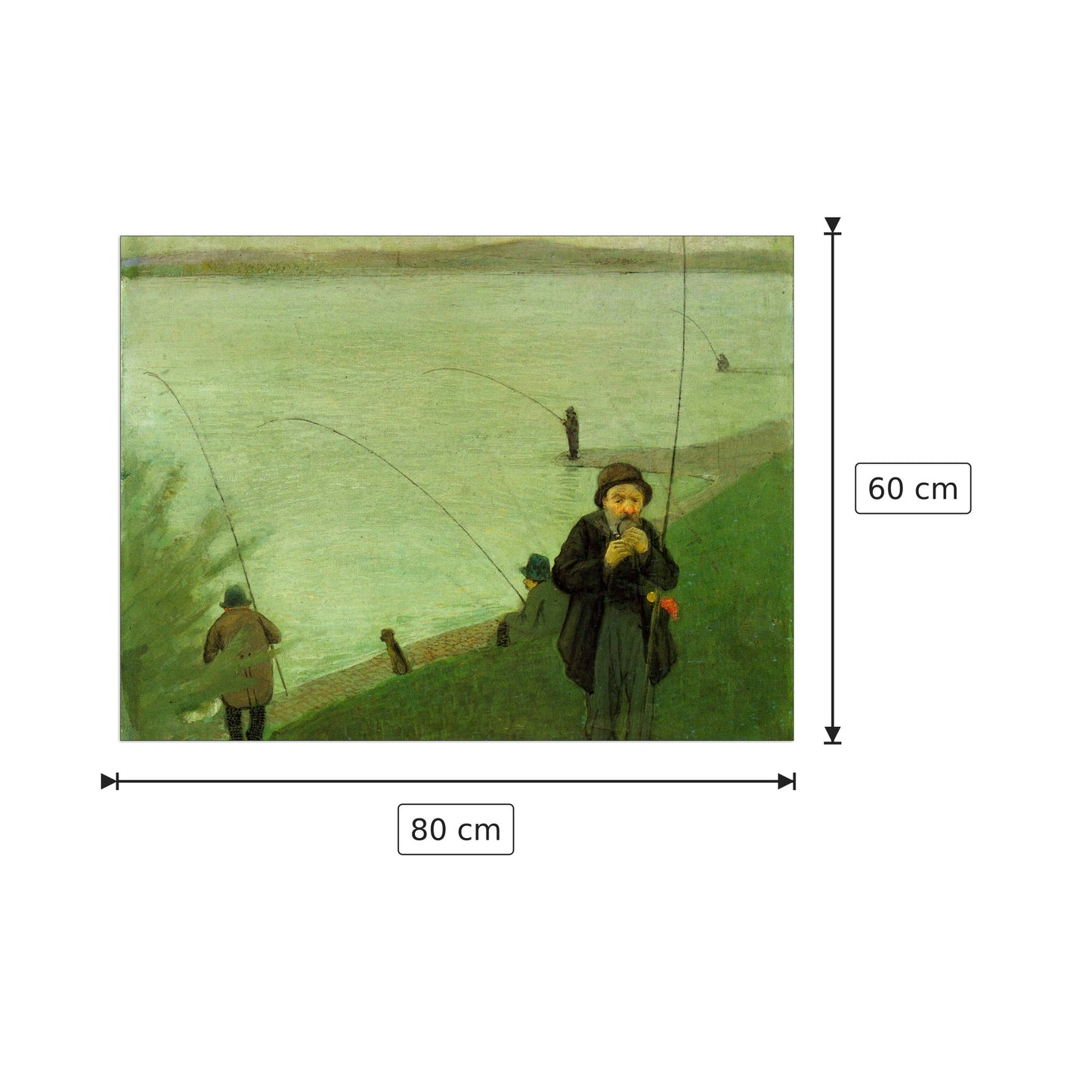 Anglers on the Rhine - Macke August - cm 80x60 - Pannello in MDF