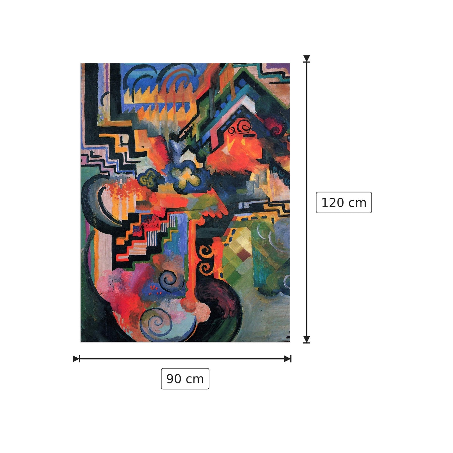 Colored composition (Hommage aÌ? Sebastin Johann Bach) - Macke August - cm 90x120 - Pannello in MDF