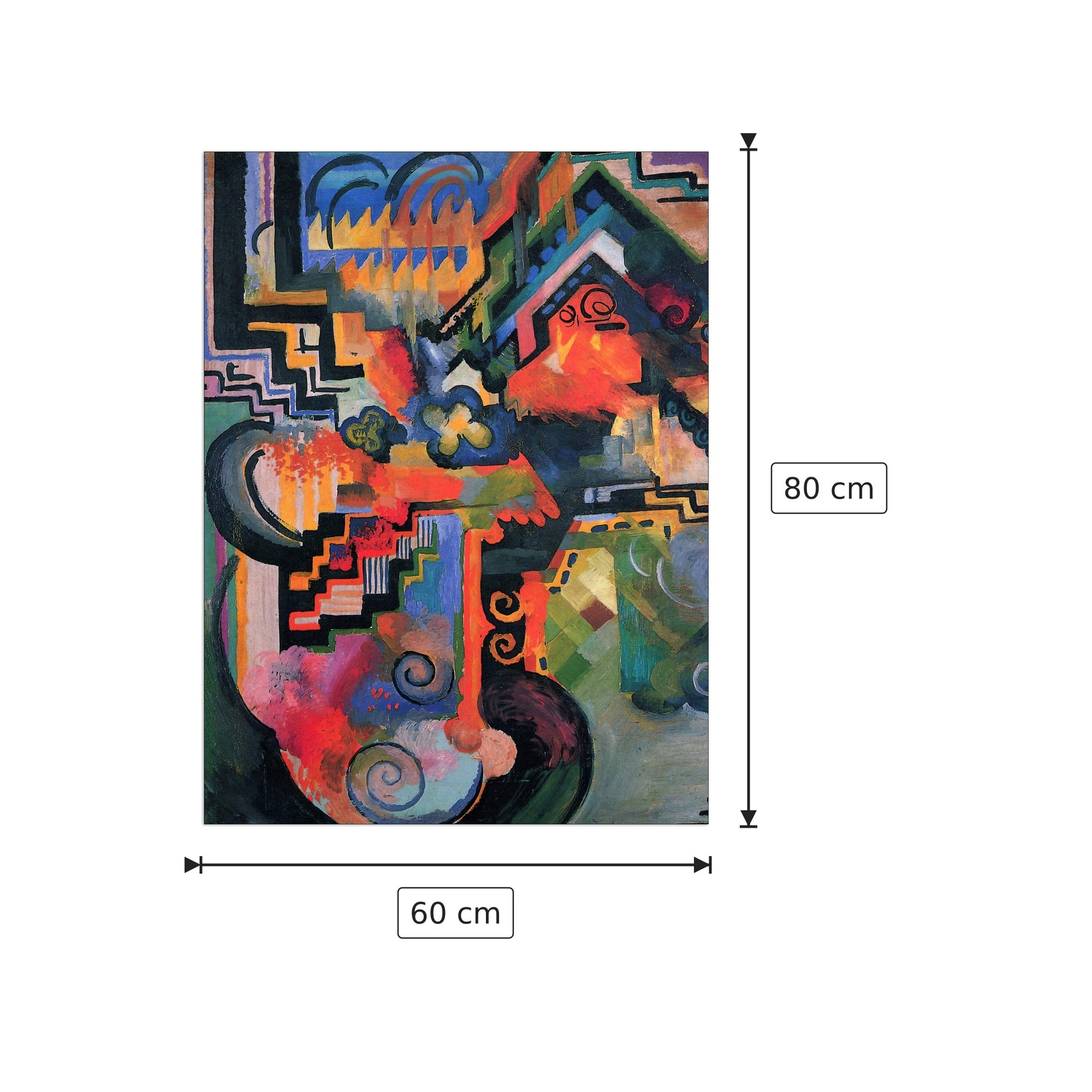 Colored composition (Hommage aÌ? Sebastin Johann Bach) - Macke August - cm 60x80 - Pannello in MDF