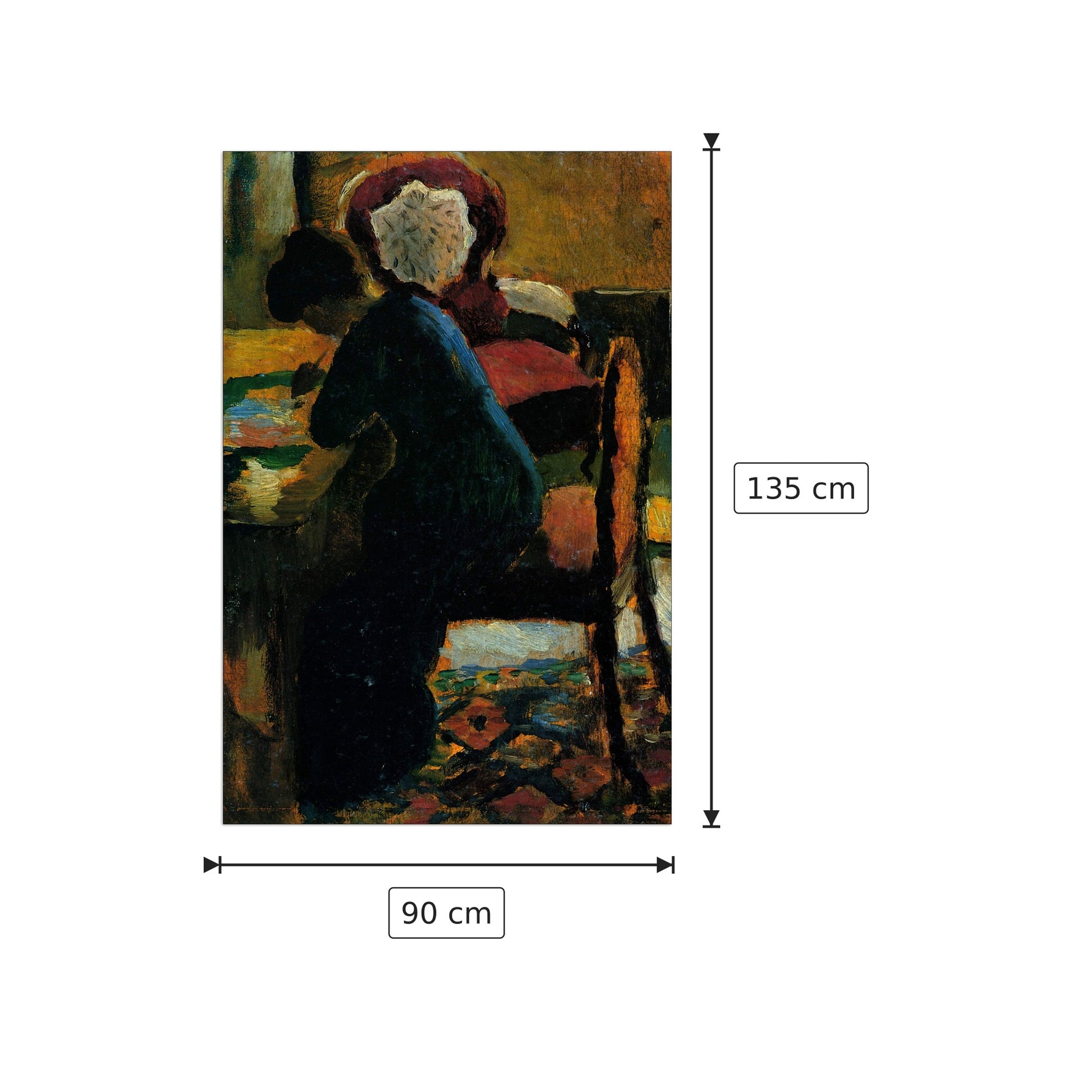 Elisabeth at the desk - Macke August - cm 90x135 - Pannello in MDF