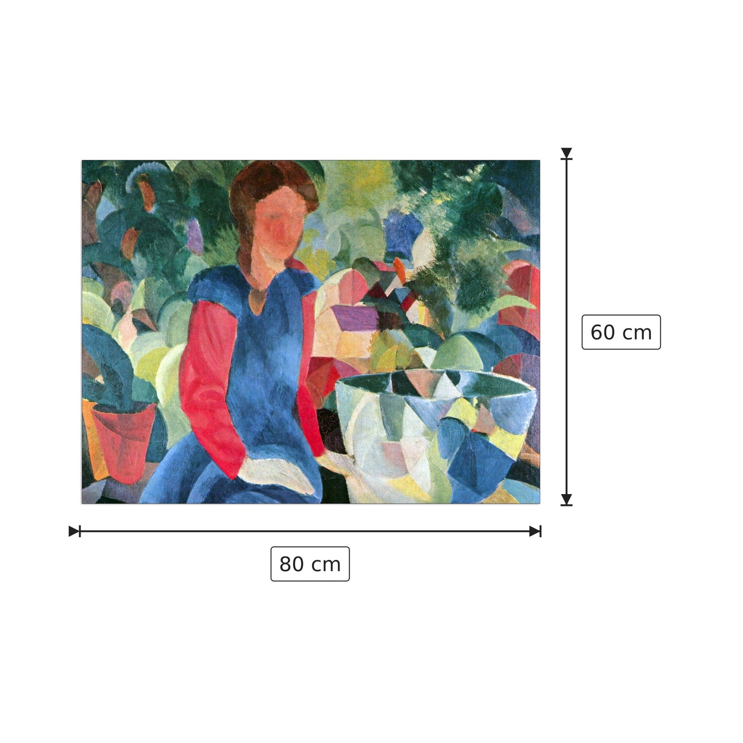 Girls with fish bell - Macke August - cm 80x60 - Pannello in MDF
