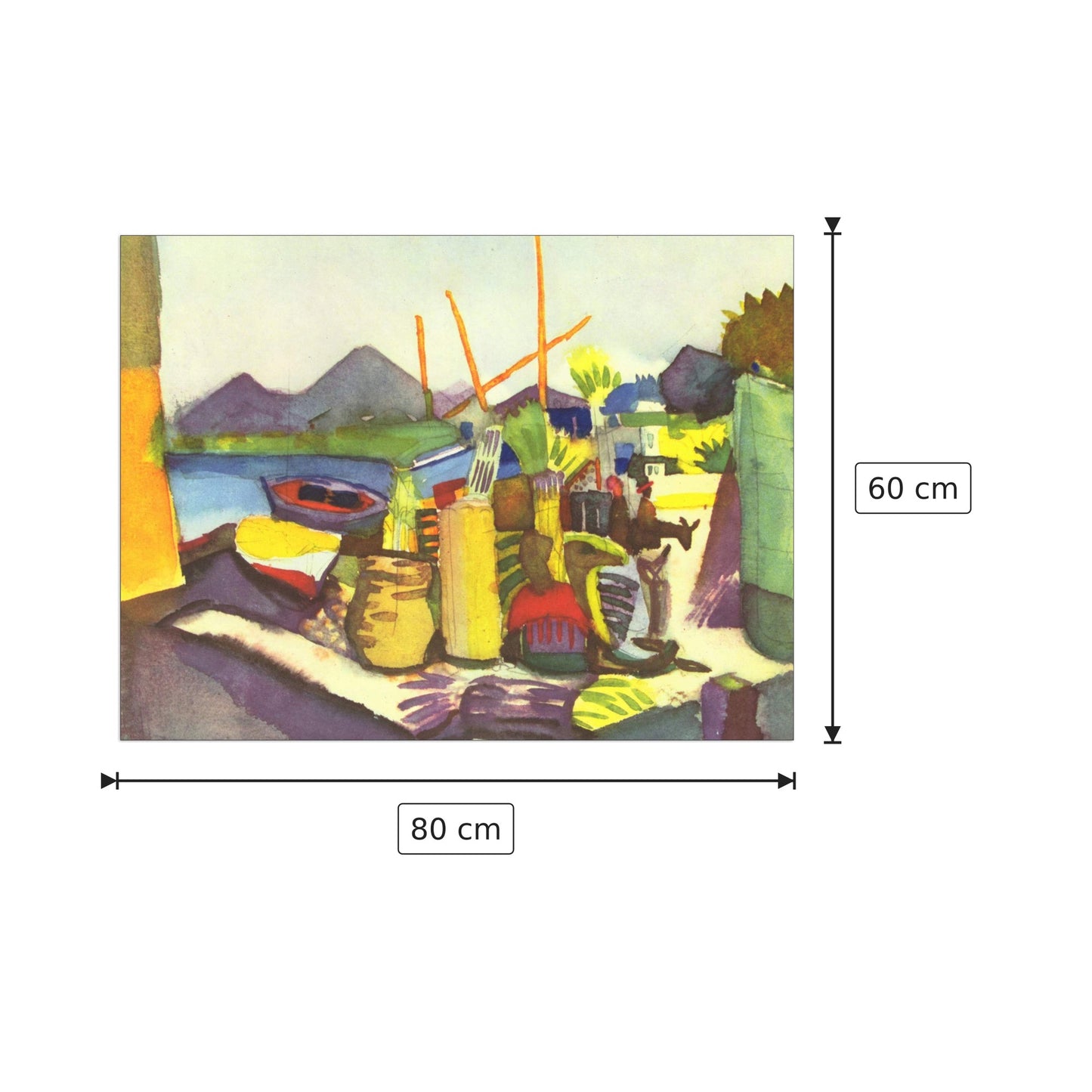 Landscape at Hammamet - Macke August - cm 80x60 - Pannello in MDF