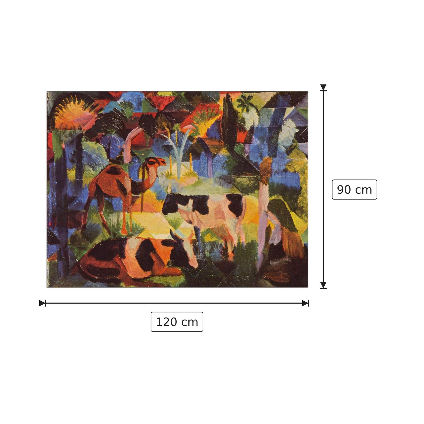 Landscape with cows and camels - Macke August - cm 120x90 - Pannello in MDF