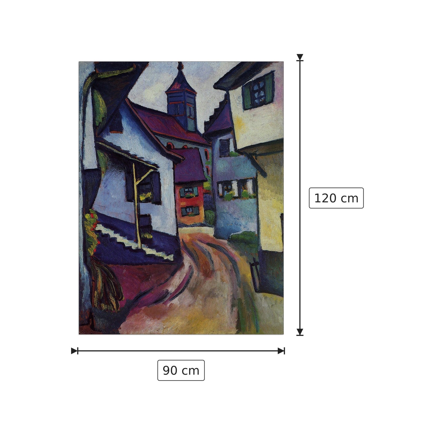 Street with a church in Kandern - Macke August - cm 90x120 - Pannello in MDF