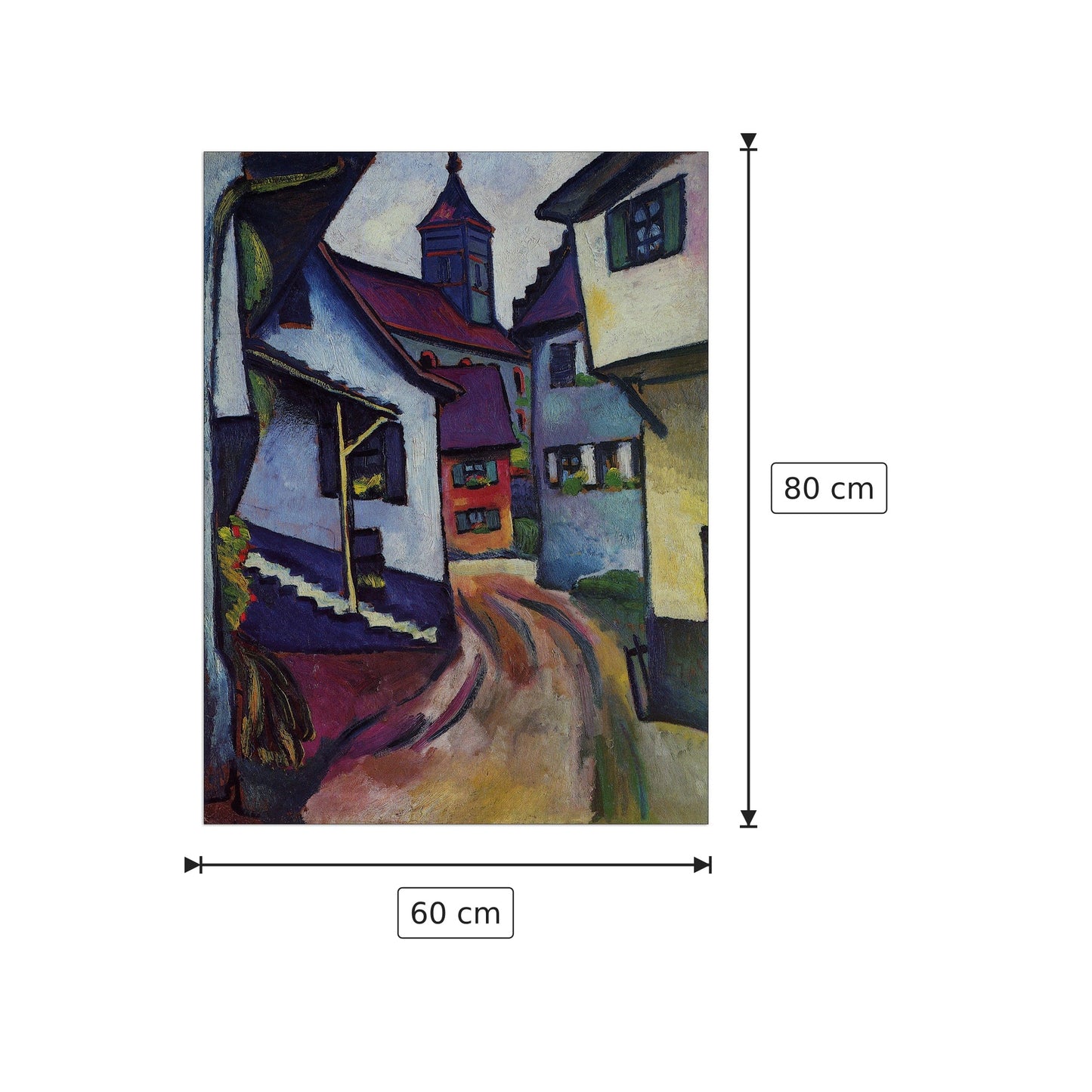Street with a church in Kandern - Macke August - cm 60x80 - Pannello in MDF