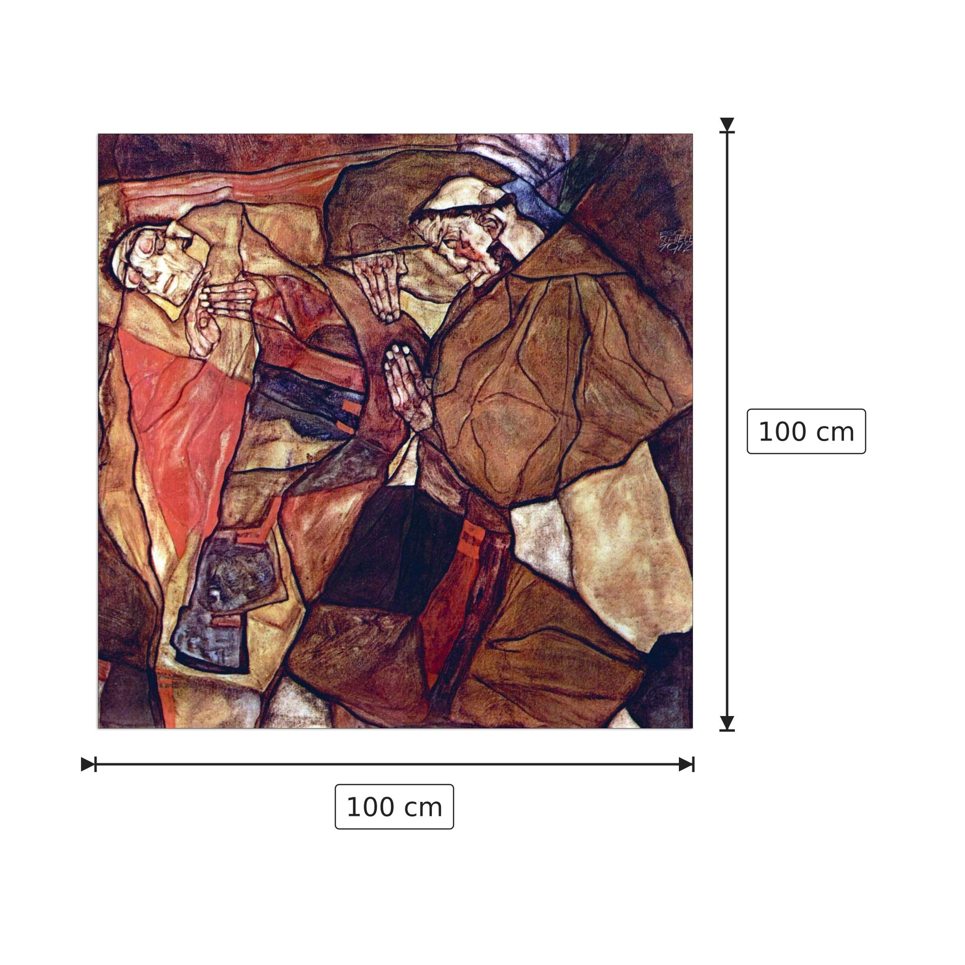 Agony (The Death Struggle) - Schiele Egon - cm 100x100 - Pannello in MDF